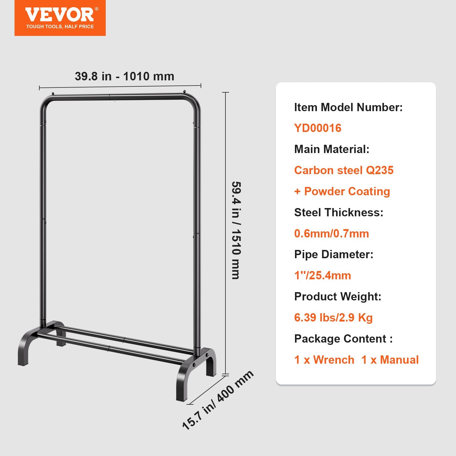 Clothes Rack Heavy Duty Garment with Hanging Rod and Bottom Storage for Bedroom