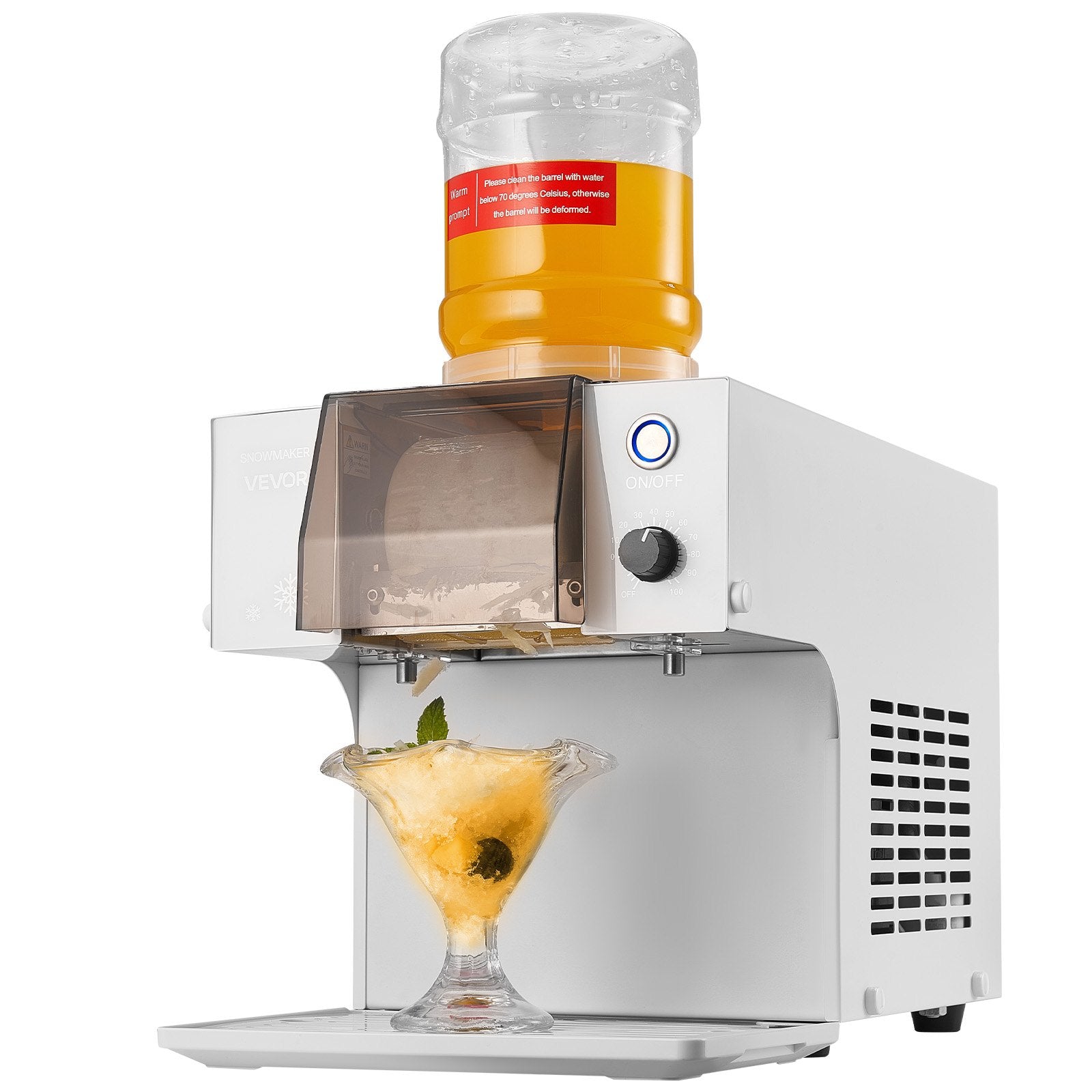 Snowflake Ice Machine 40KG/24H Electric Ice Shaver 1.8L Tank Stainless Blade