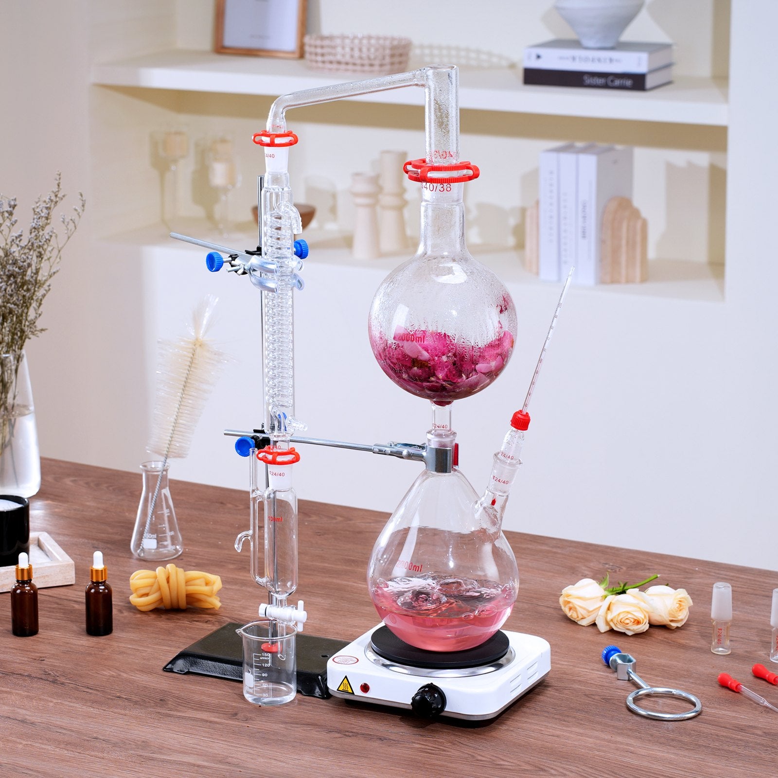 28pcs Essential Oil 2000ml Distillation Kit with 1000W Heating Plate