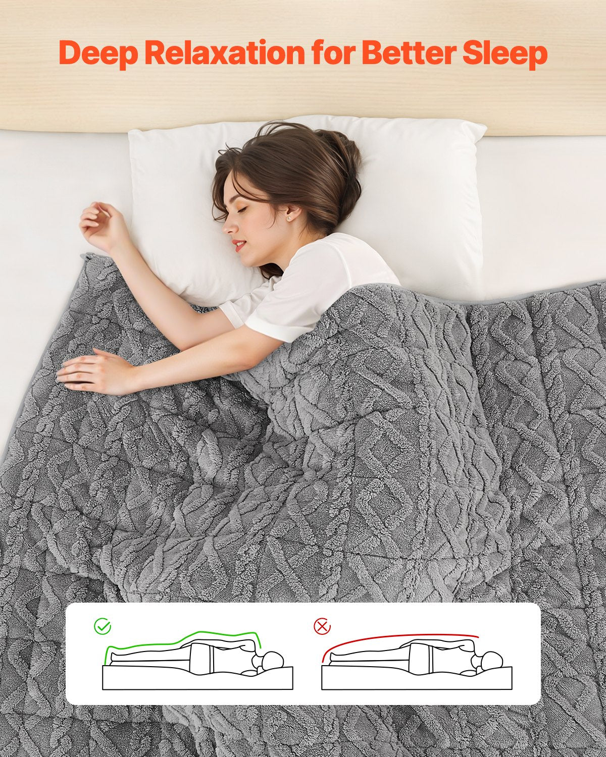 Weighted Blanket 9kg, Queen 1524x2032mm, Sherpa Fleece with Glass Beads, Grey
