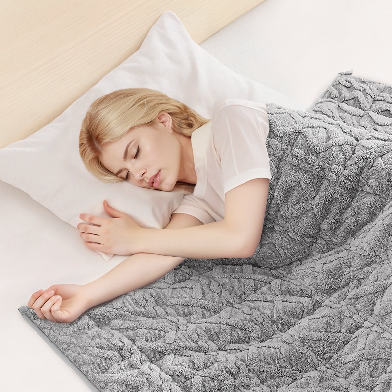 Weighted Blanket 9kg, Queen 1524x2032mm, Sherpa Fleece with Glass Beads, Grey