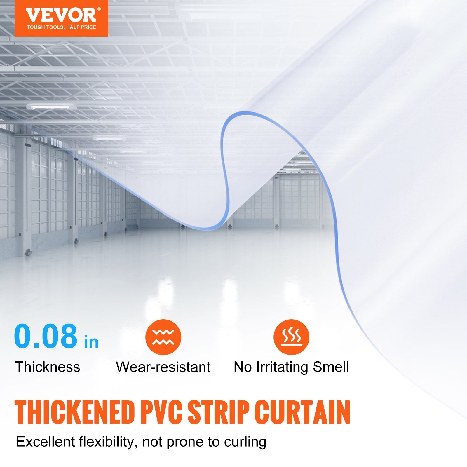 Strip Curtain 2500x20cm 2mm Thick Clear PVC Smooth Door Strip Bulk Roll