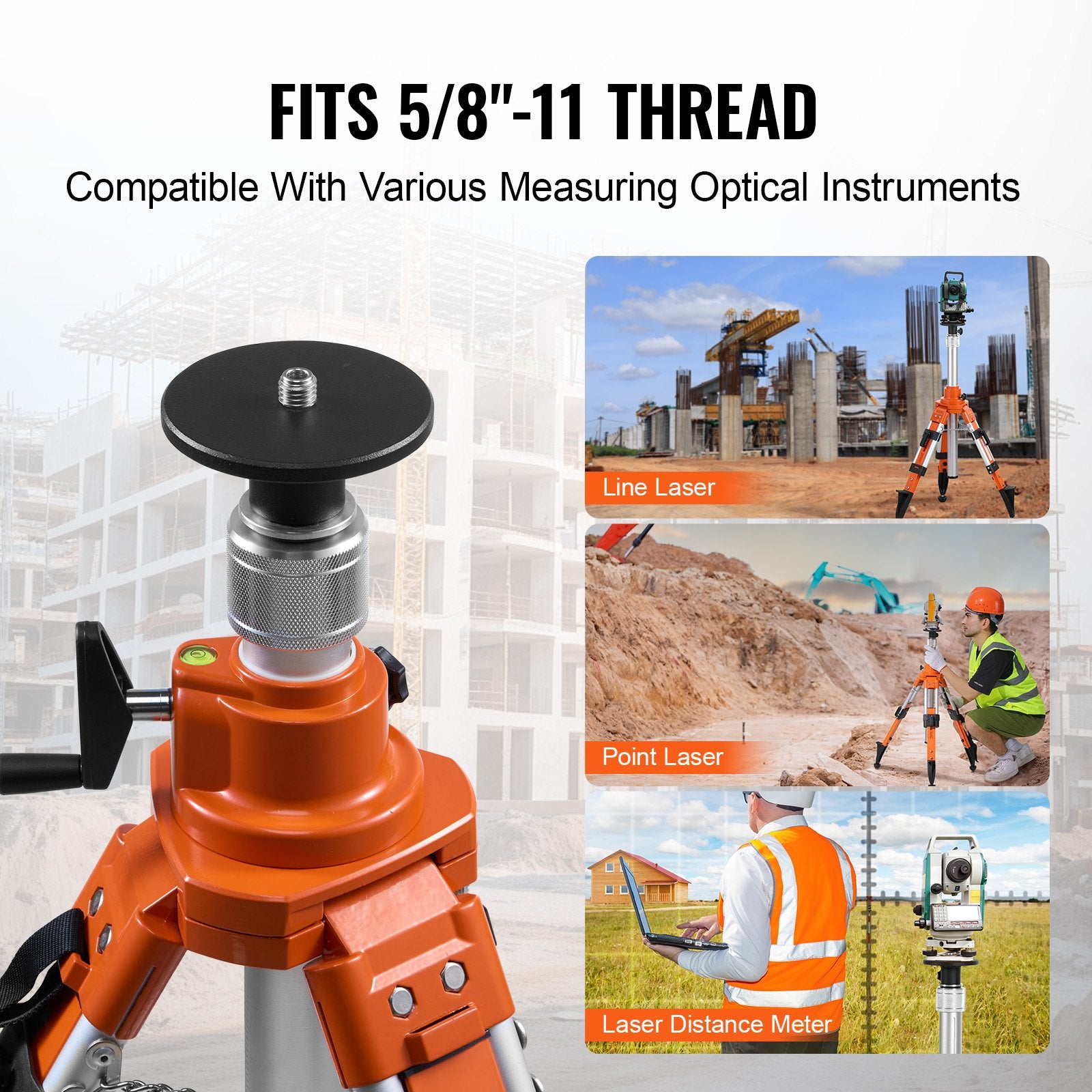 Laser Level Tripod Stand 5/8-11 Thread 27.16-67.71in Adjustable Heavy Duty