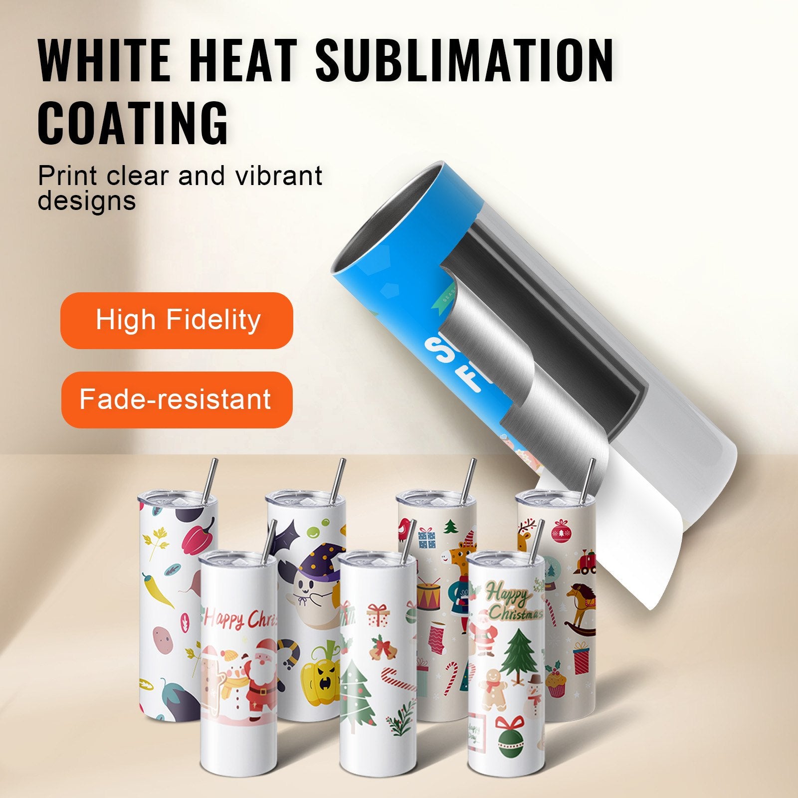 Straight Sublimation Tumblers 24 Pack 20oz Stainless Steel Double Wall Cups