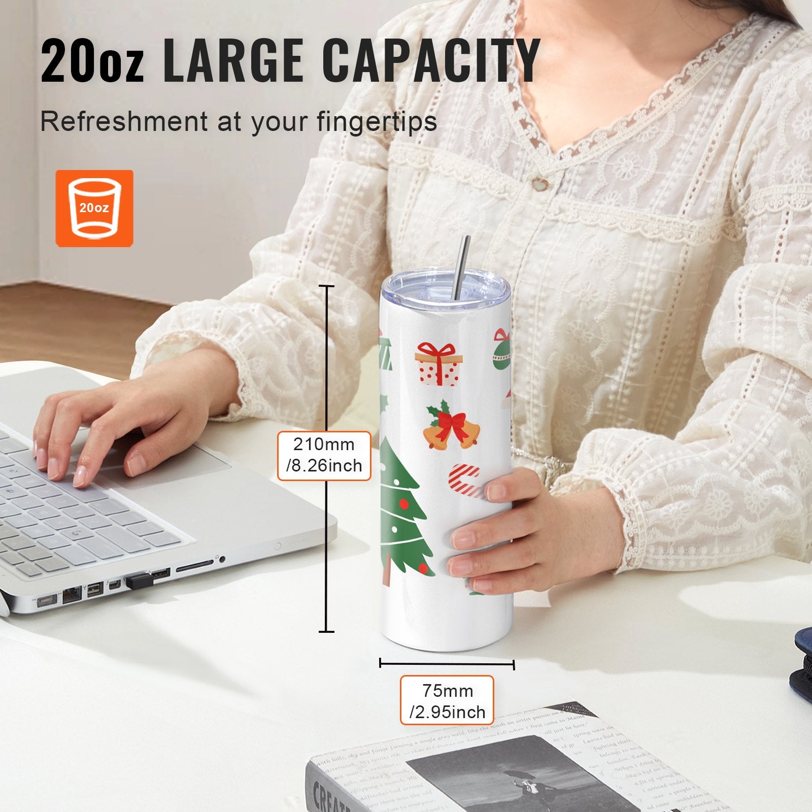 Straight Sublimation Tumblers 24 Pack 20oz Stainless Steel Double Wall Cups