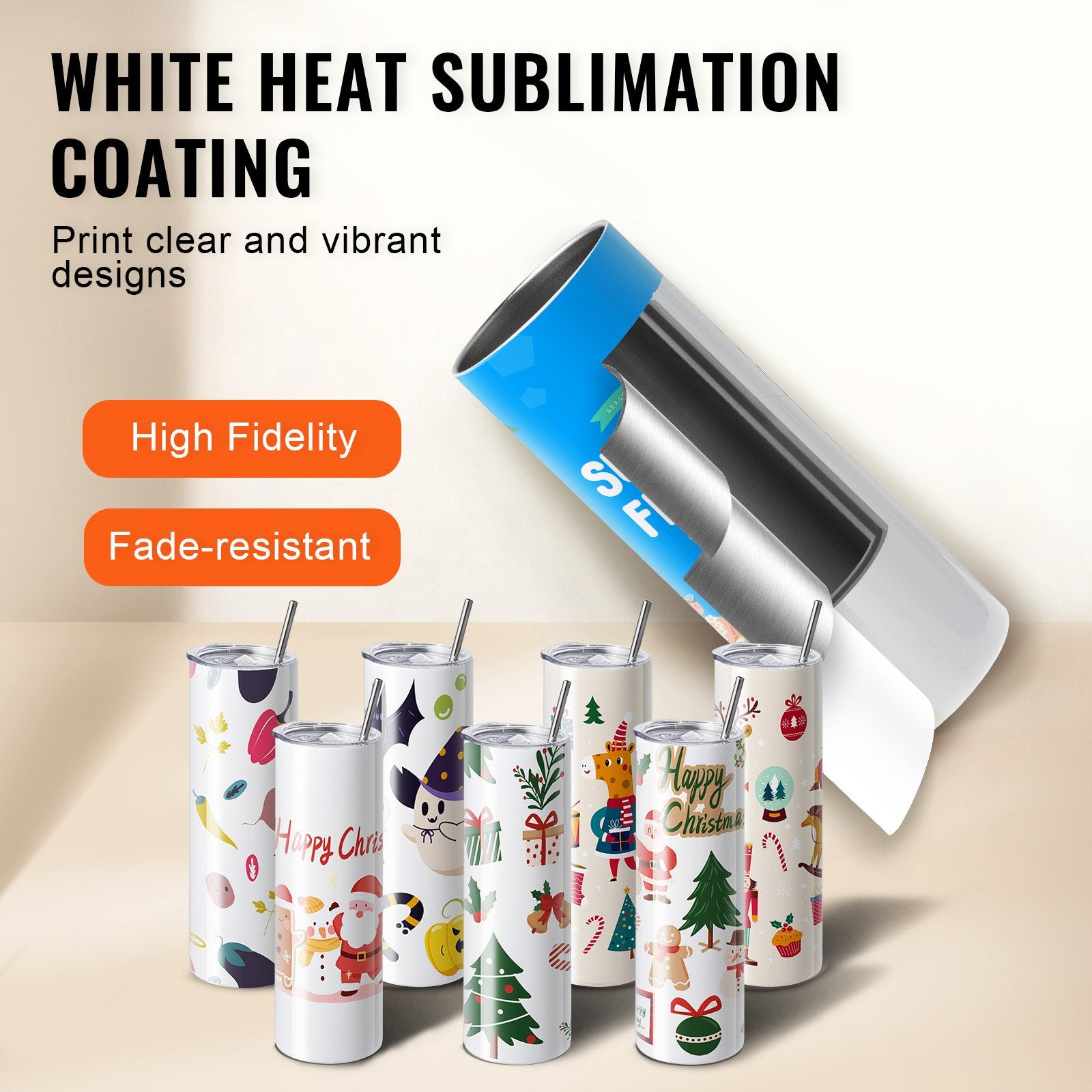 Straight Sublimation Tumblers 8 Pack 30oz Stainless Steel Double Wall Cups Lid