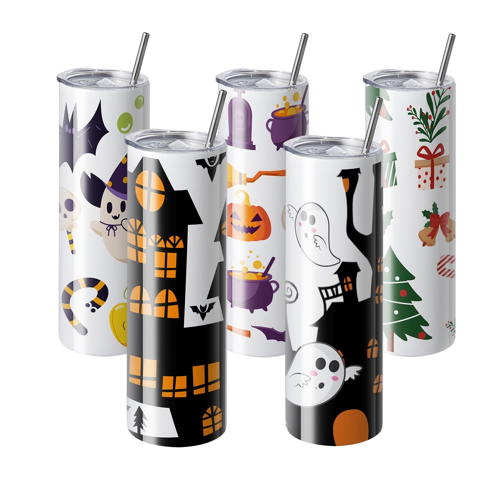 Straight Sublimation Tumblers 8 Pack 30oz Stainless Steel Double Wall Cups Lid