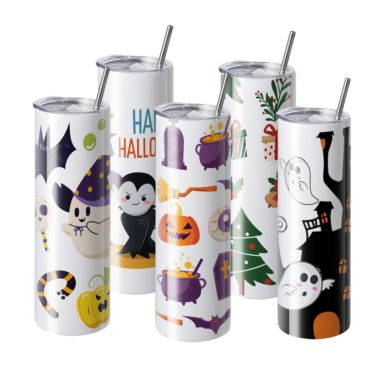 Straight Sublimation Tumblers 8 Pack 30oz Stainless Steel Double Wall Cups Lid