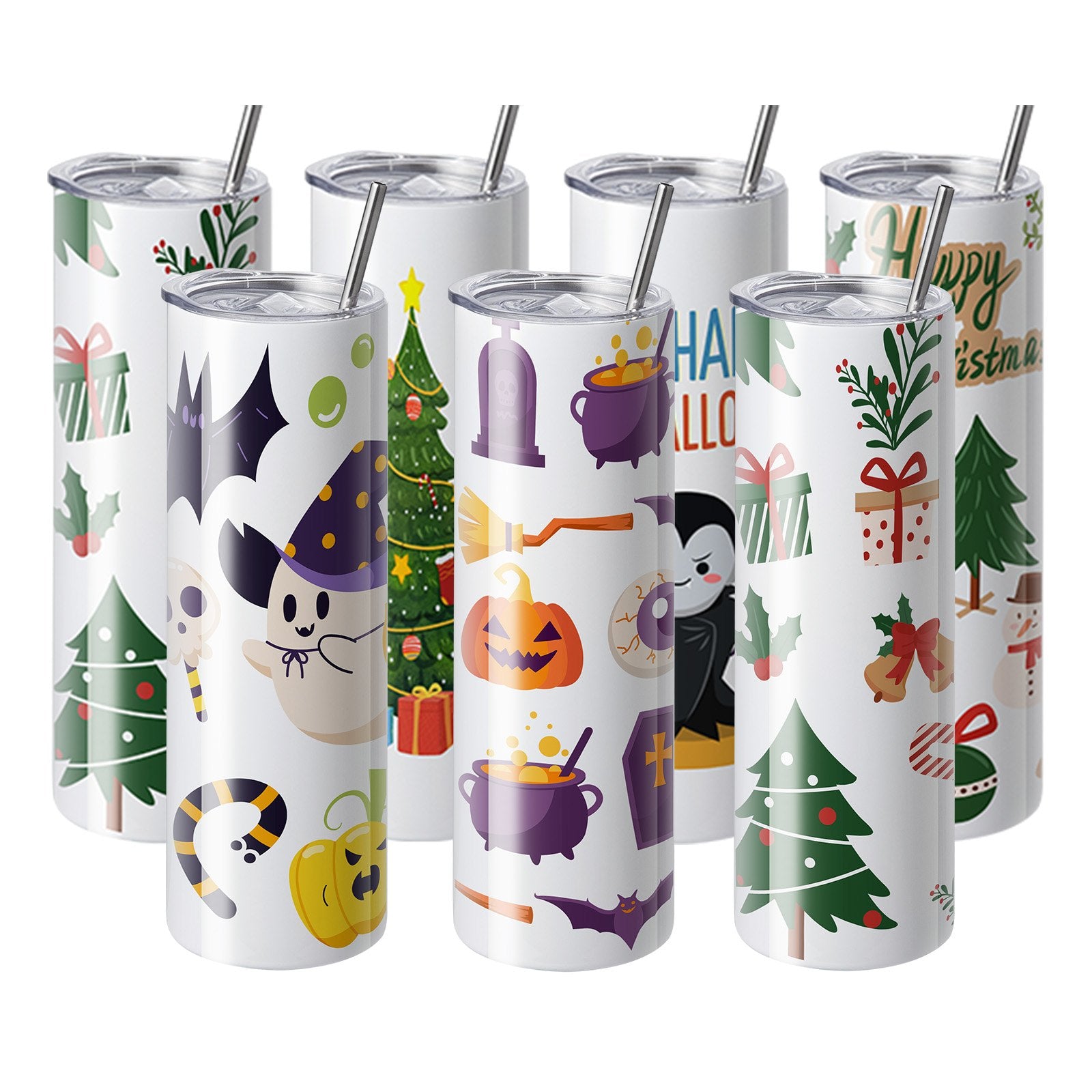 Straight Sublimation Tumblers 8 Pack 30oz Stainless Steel Double Wall Cups Lid