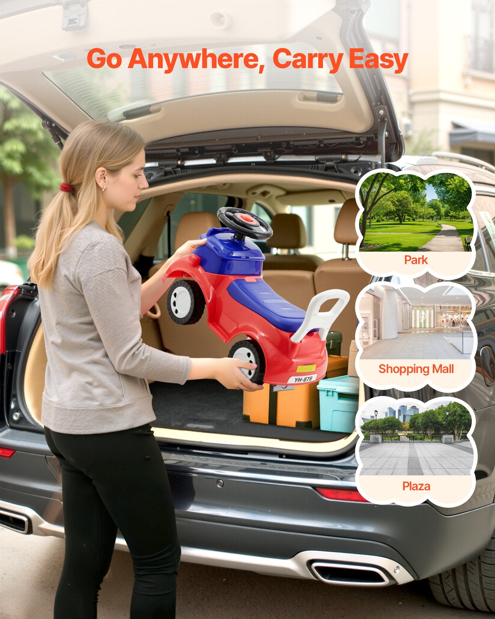 Ride On Toddler Push Car with Music, Storage, Foot-to-Floor, Red