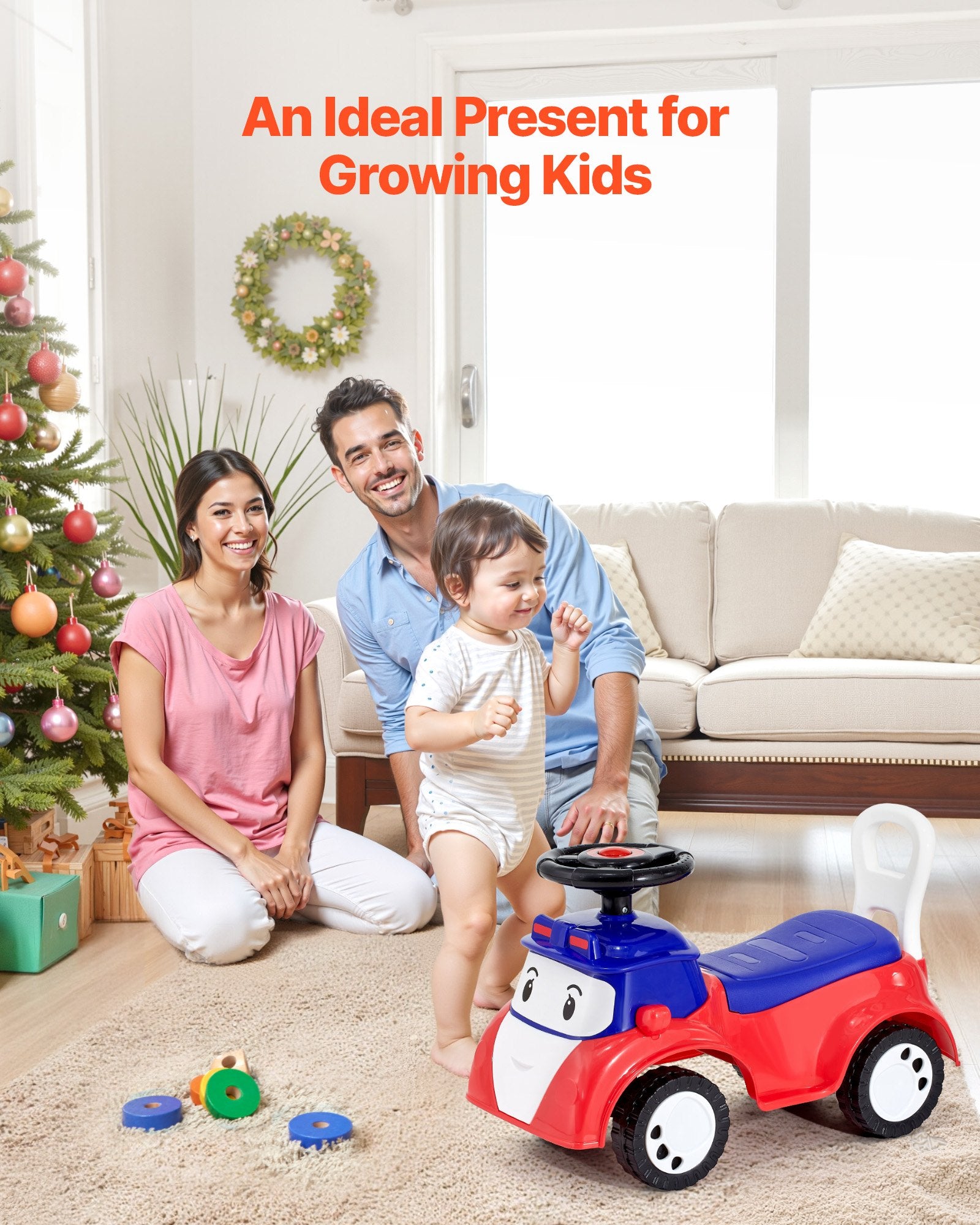 Ride On Toddler Push Car with Music, Storage, Foot-to-Floor, Red