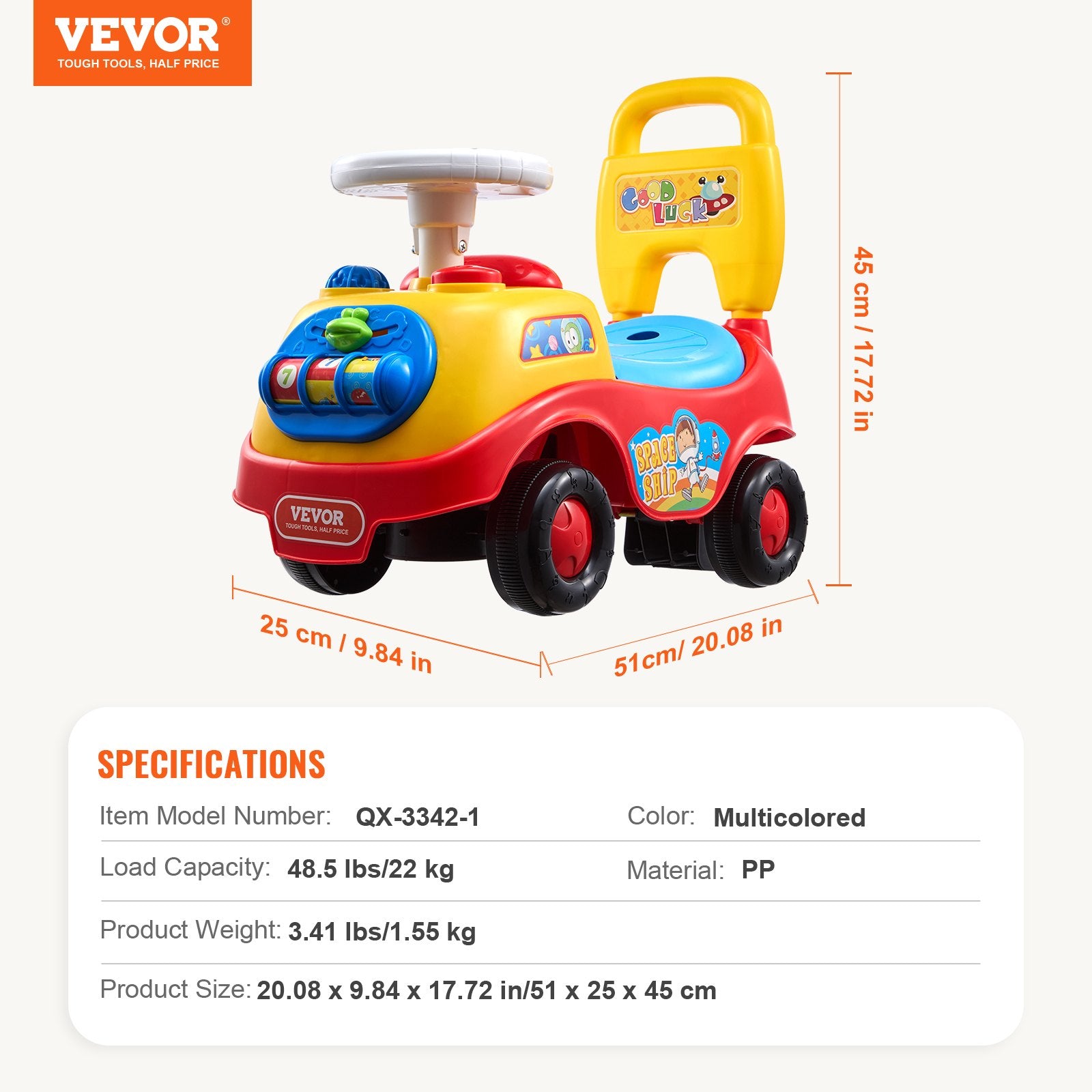 Ride On Push Car for Toddlers 1-3 Sit to Stand with Music Steering Wheel Storage