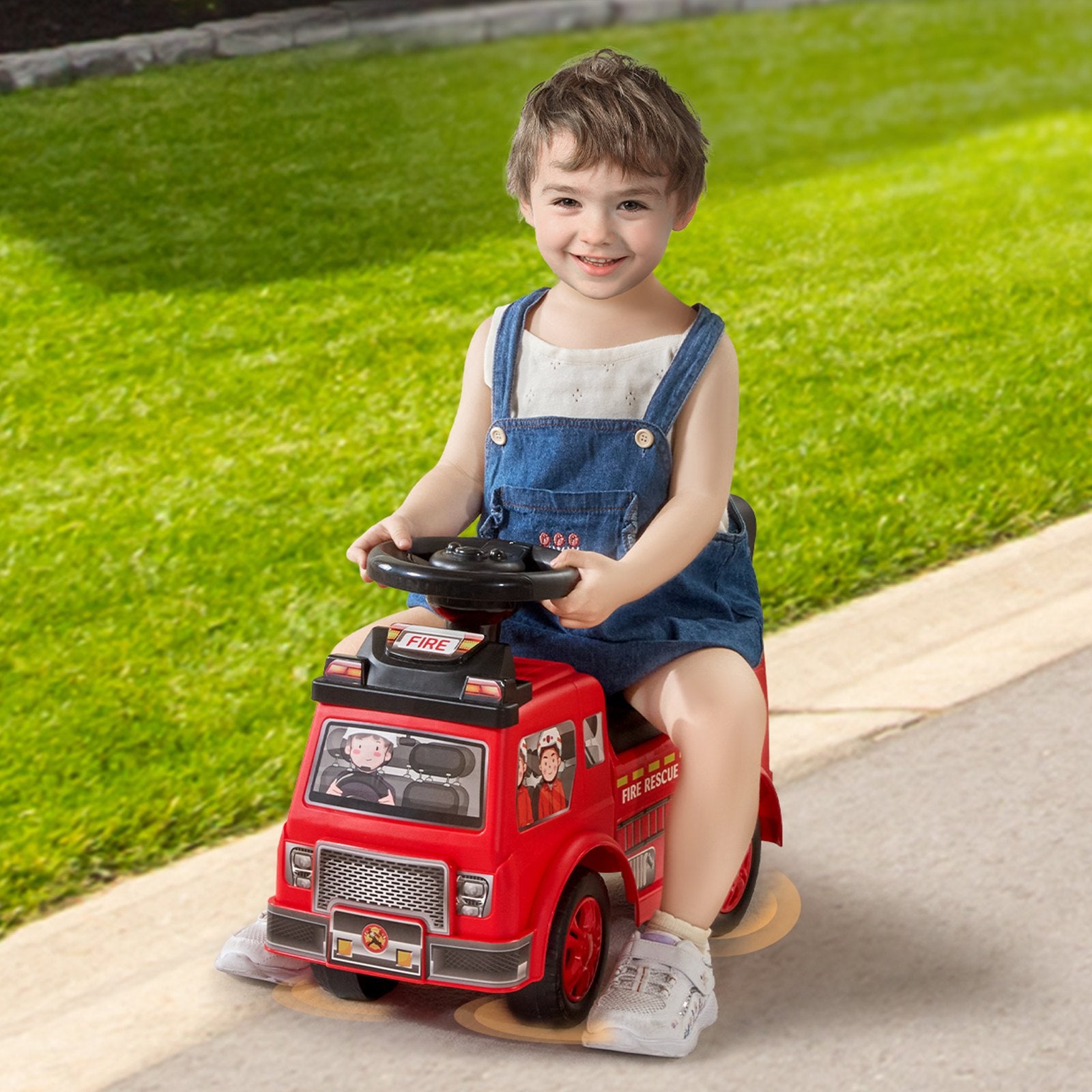 Ride On Push Car for Toddlers 1-3 Years with Music Steering Wheel Red