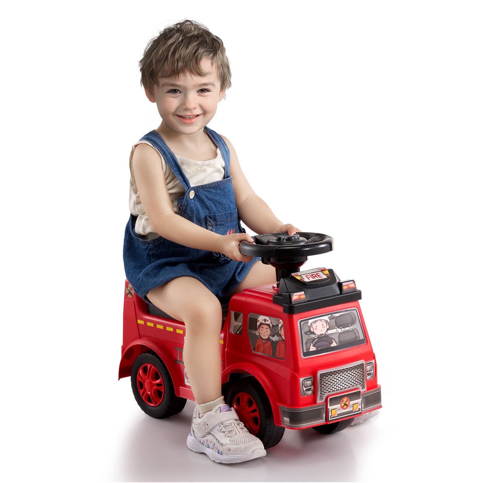Ride On Push Car for Toddlers 1-3 Years with Music Steering Wheel Red