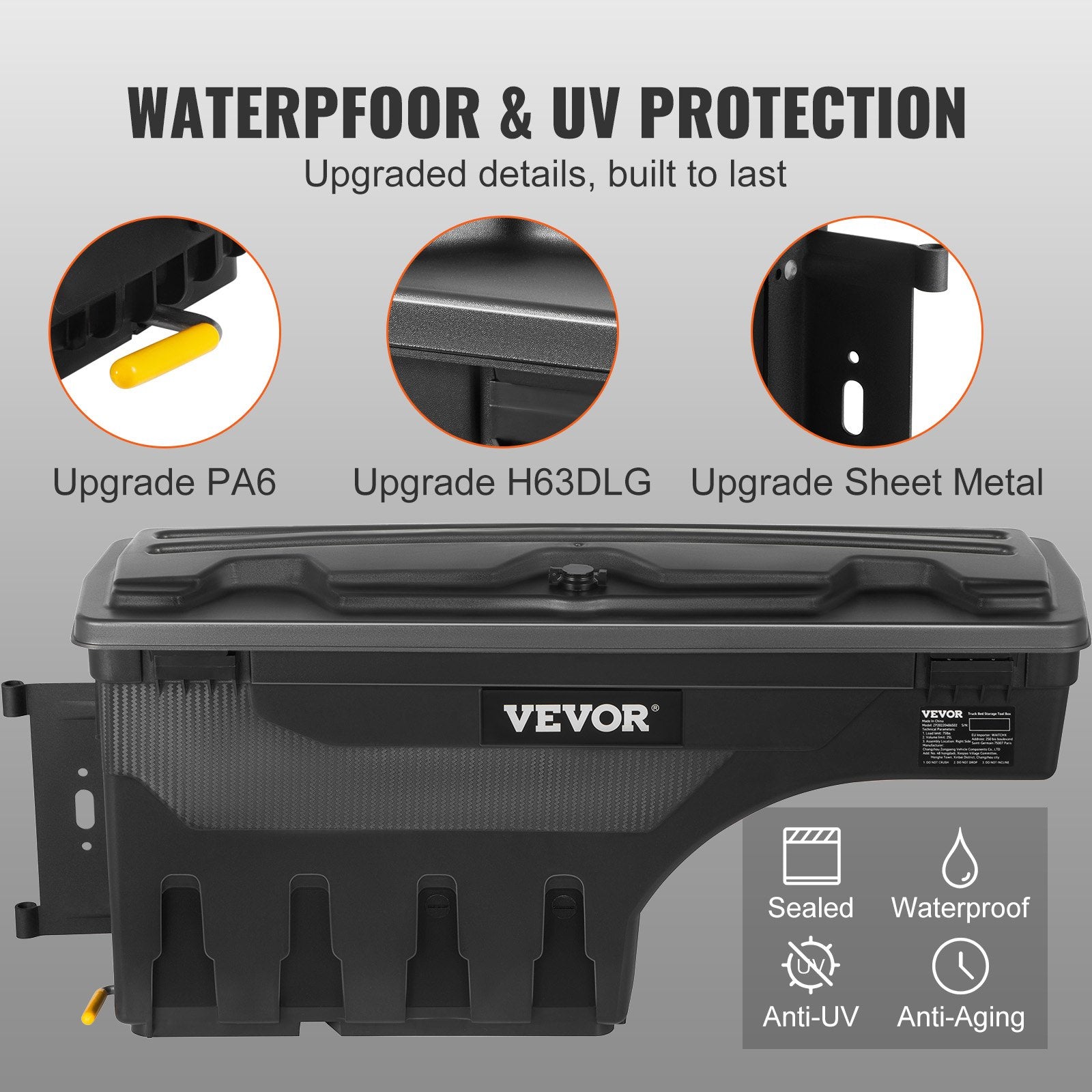 Truck Bed Storage Box 25L ABS Lockable Wheel Well Tool Box for Ford F-150