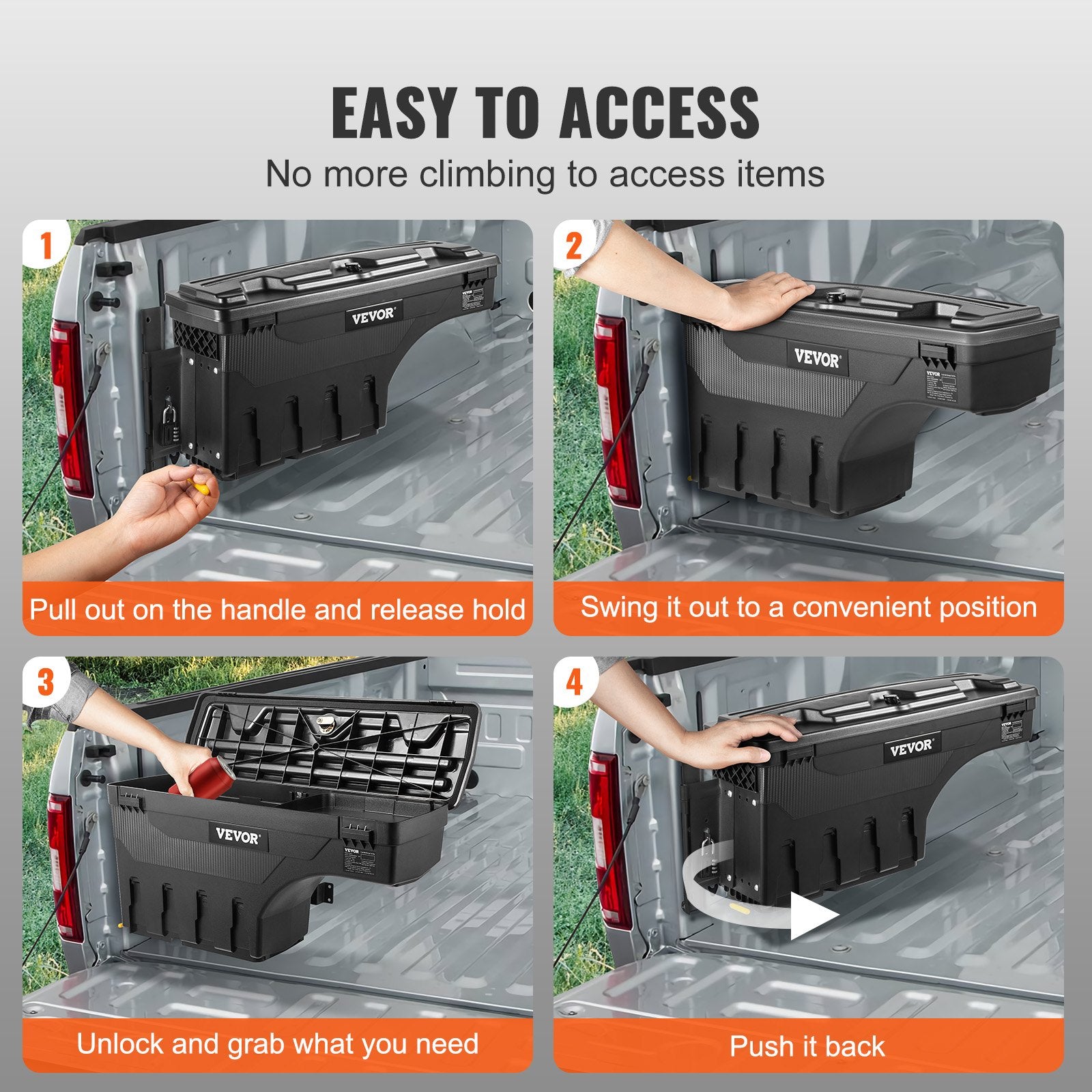 Truck Bed Storage Box 25L ABS Lockable Wheel Well Tool Box for Ford F-150