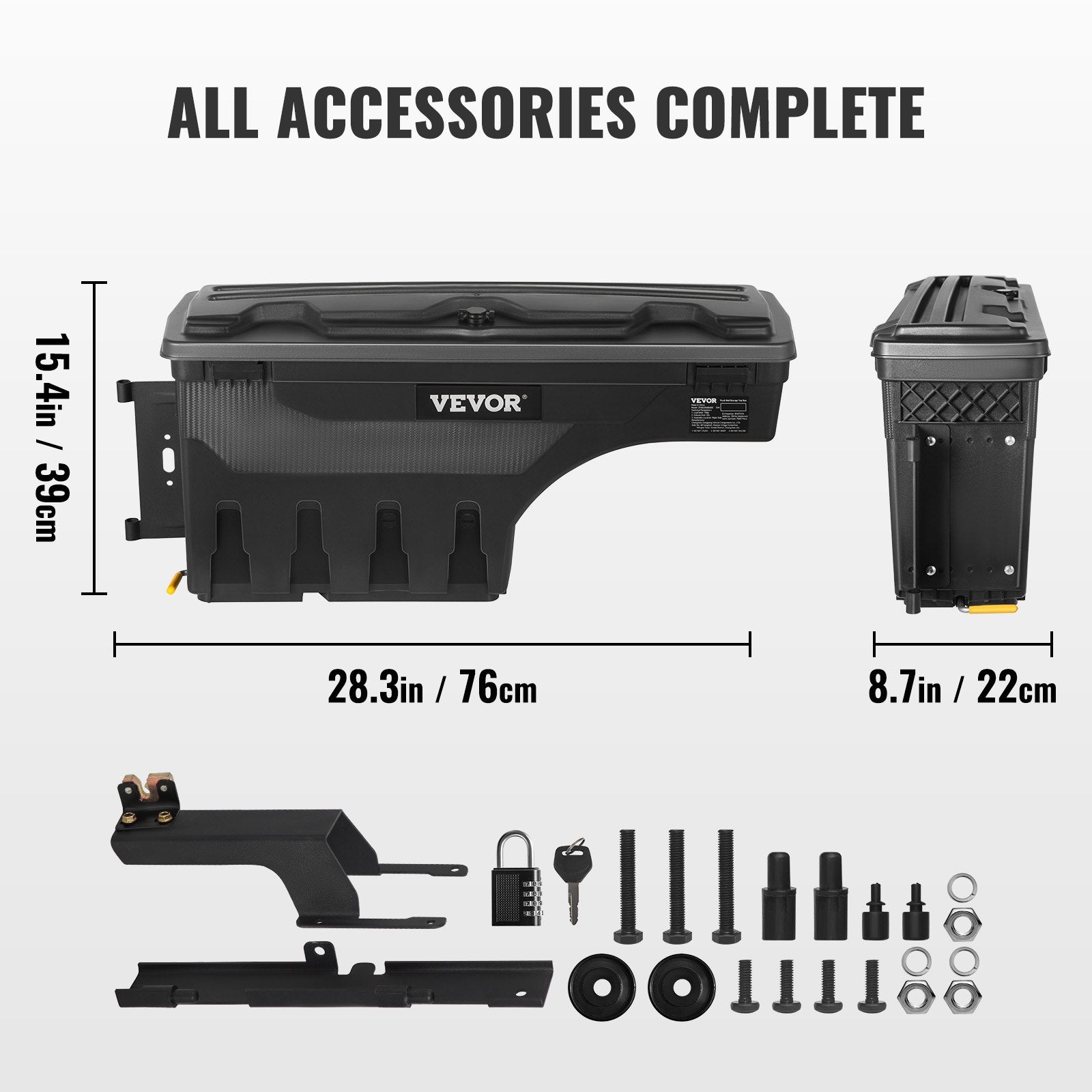 Truck Bed Storage Box 25L ABS Lockable Wheel Well Tool Box for Ford F-150