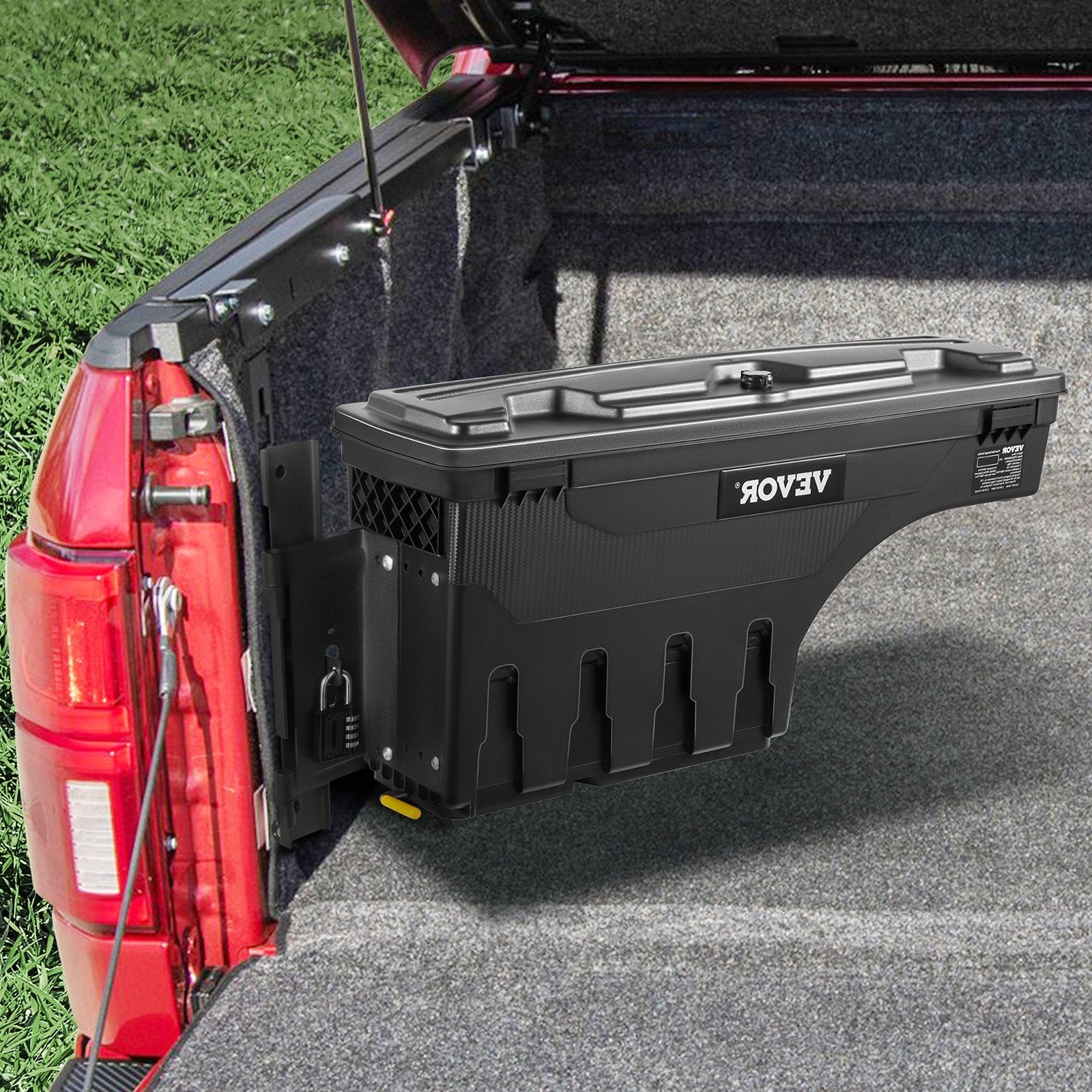 Truck Bed Storage Box 25L ABS Lockable Wheel Well Tool Box for Ford F-150