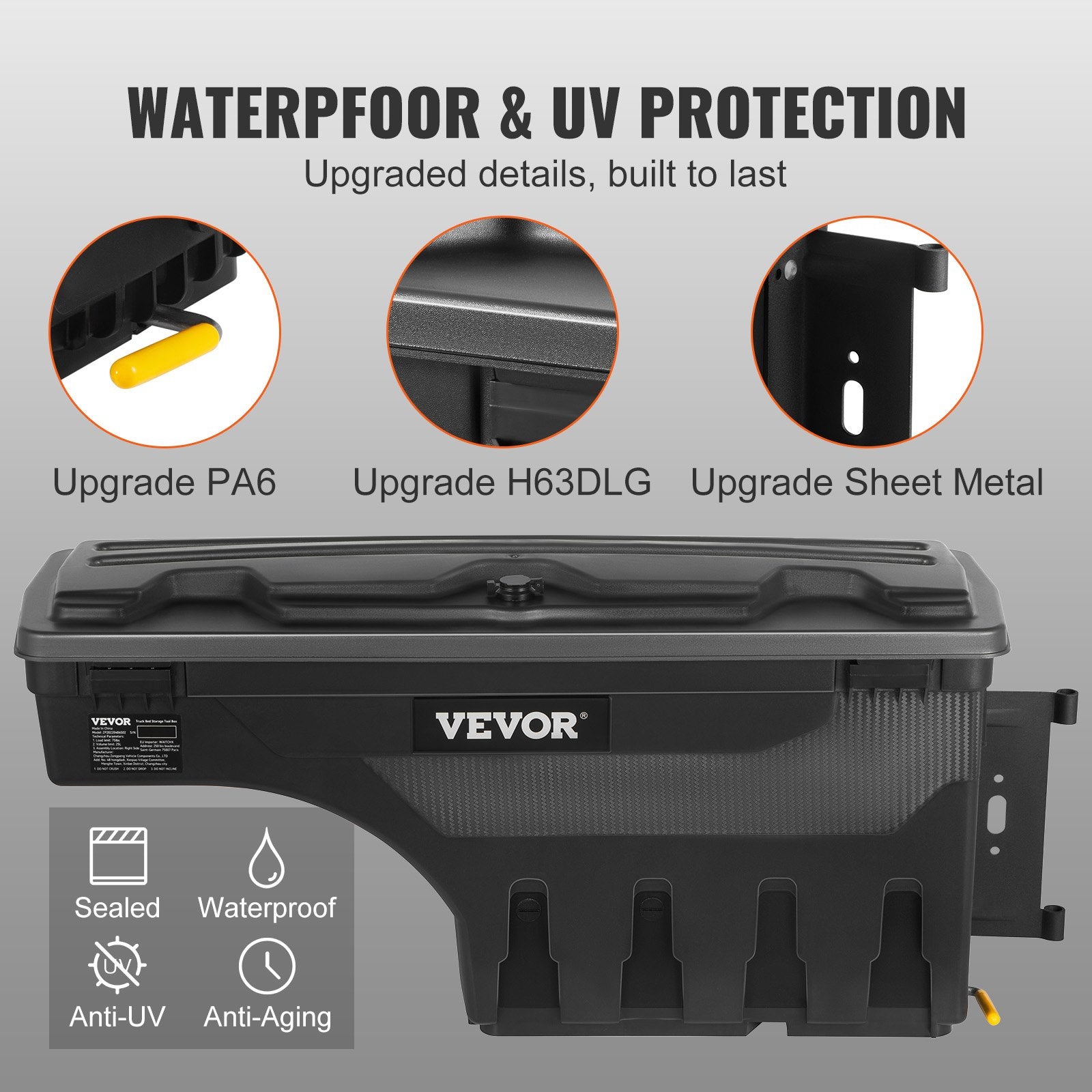Truck Bed Storage Box Lockable Swing Case 25L for Ford F-150 2015-2021