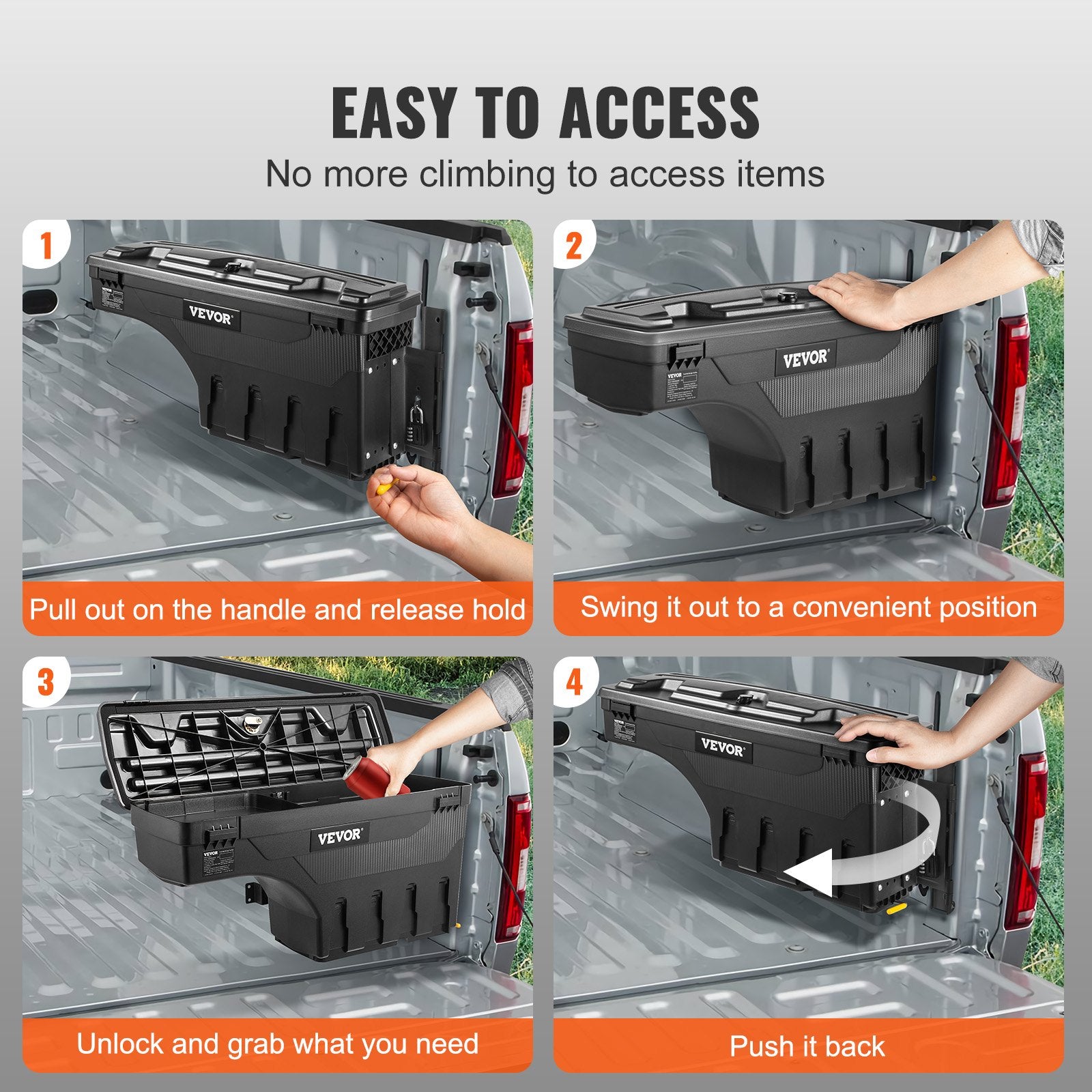 Truck Bed Storage Box Lockable Swing Case 25L for Ford F-150 2015-2021