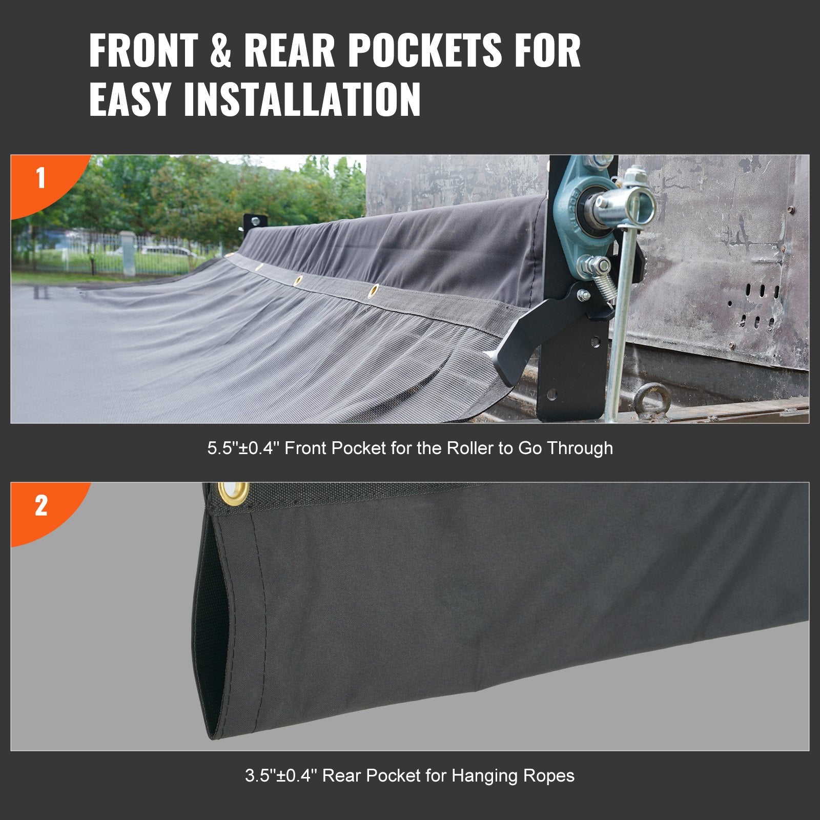 Dump Truck Mesh Tarp 5x14ft PVC Coated Black Heavy Duty with Brass Grommets
