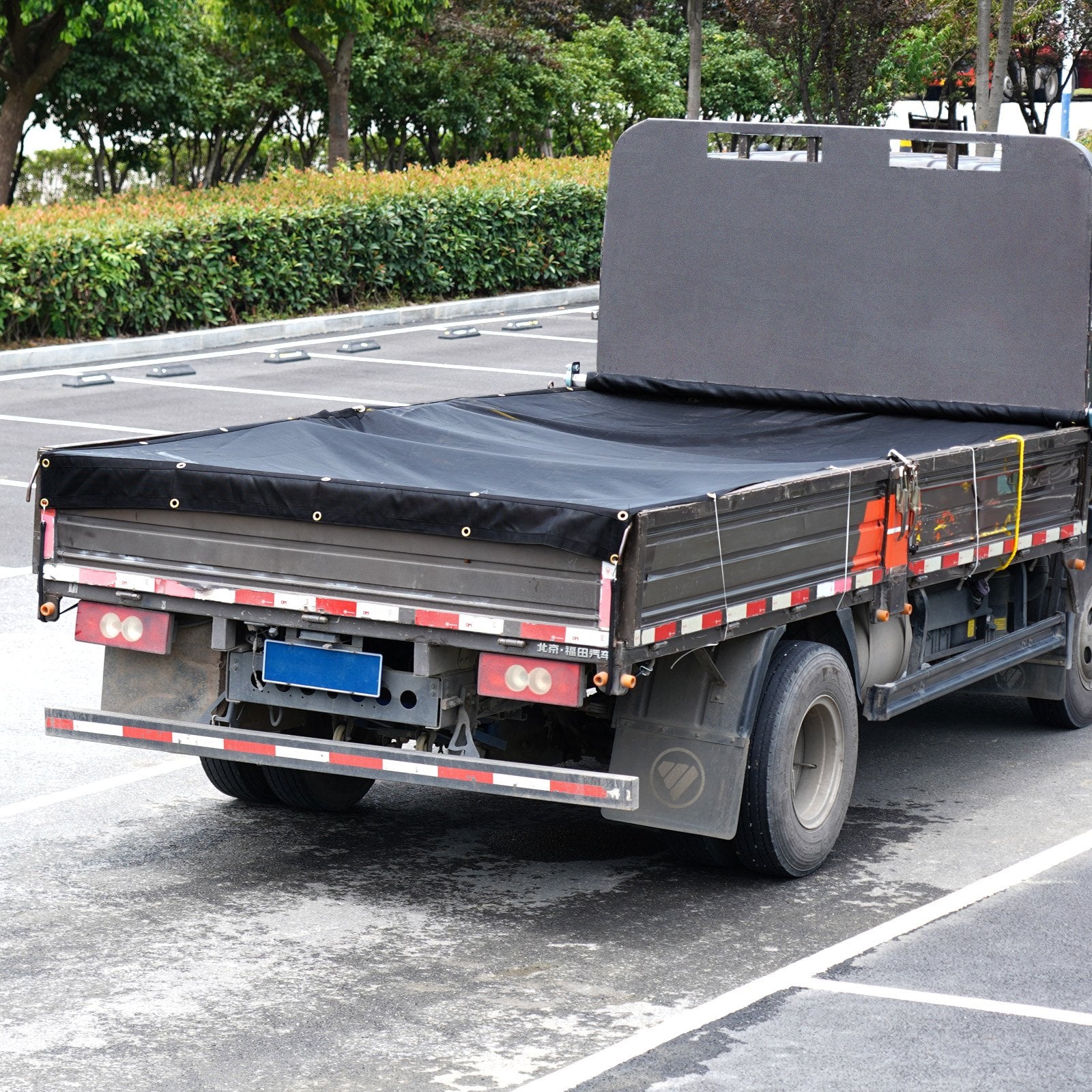 Dump Truck Mesh Tarp 5x14ft PVC Coated Black Heavy Duty with Brass Grommets