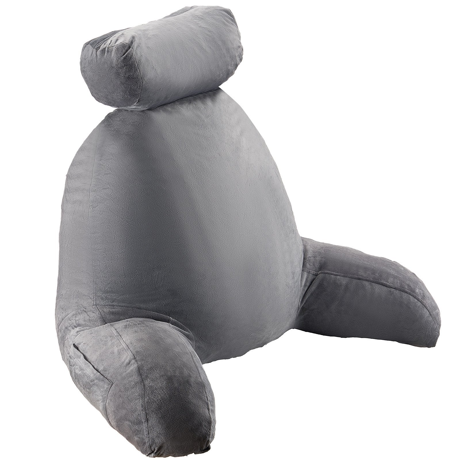 Reading Pillow Large Removable Headrest 3 Pockets Shredded Memory Foam Grey