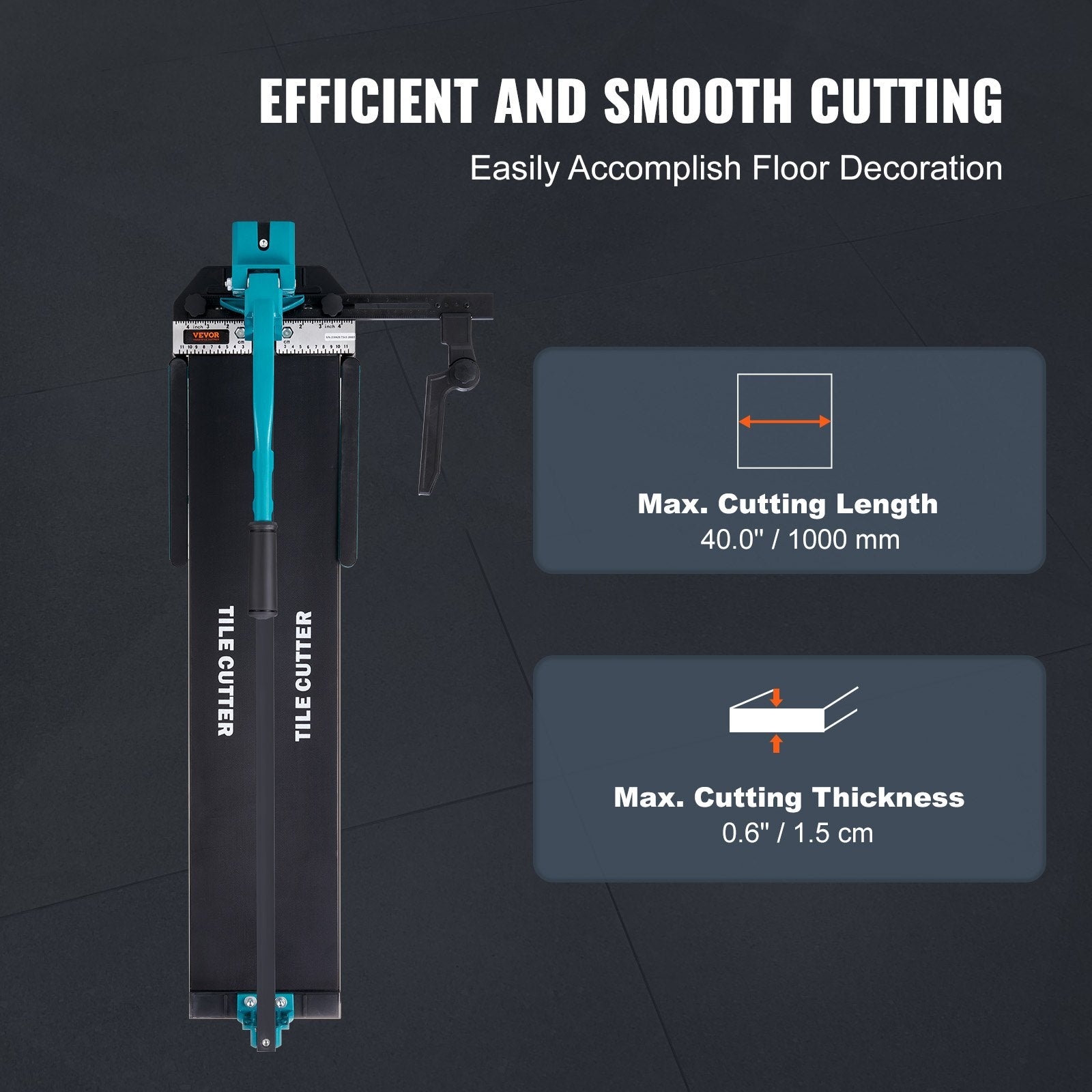 Manual Tile Cutter 1000mm Porcelain Ceramic Tungsten Carbide Wheel Infrared