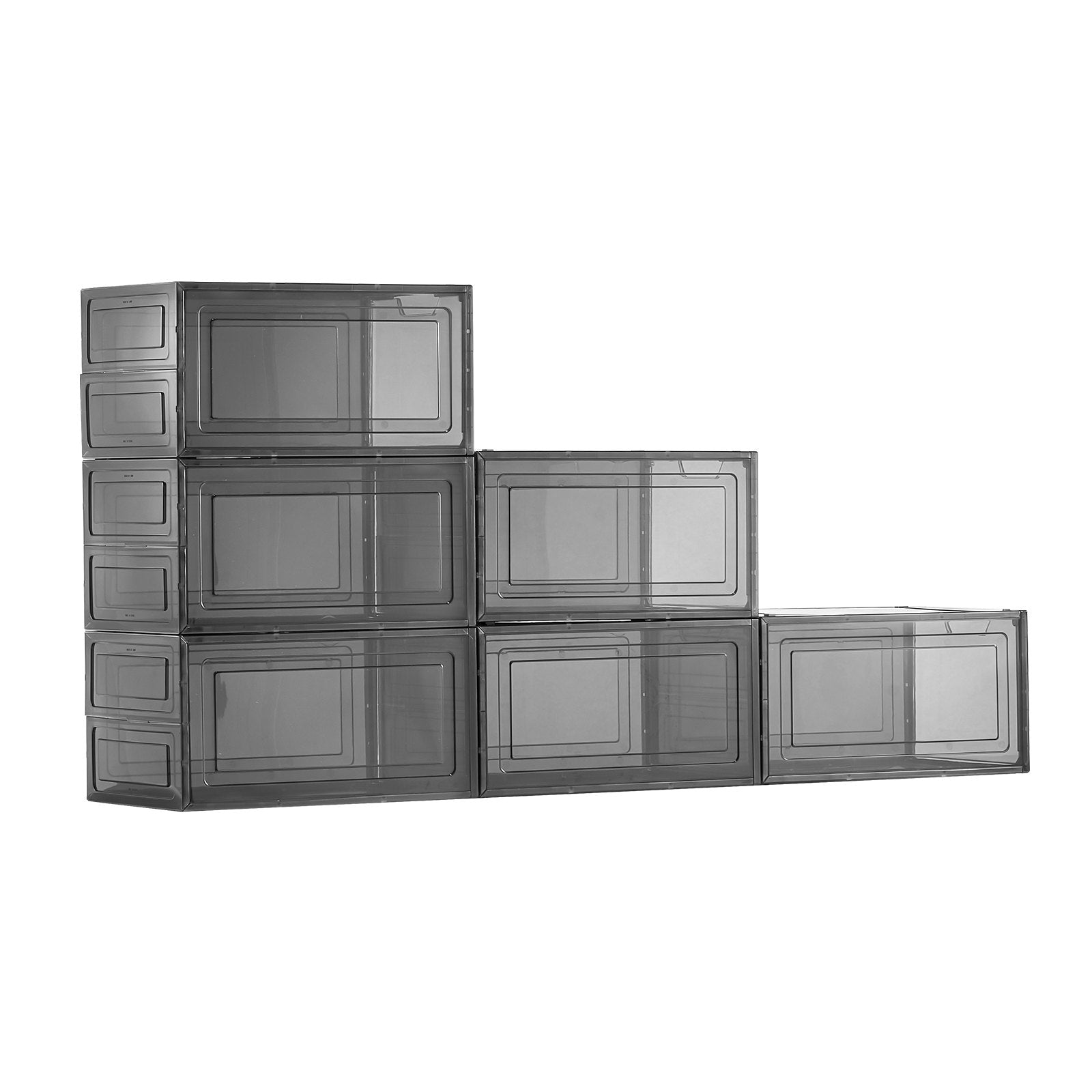 Shoe Storage Boxes 6 Pack Clear Stackable Magnetic Door Fits Up to US Size 13