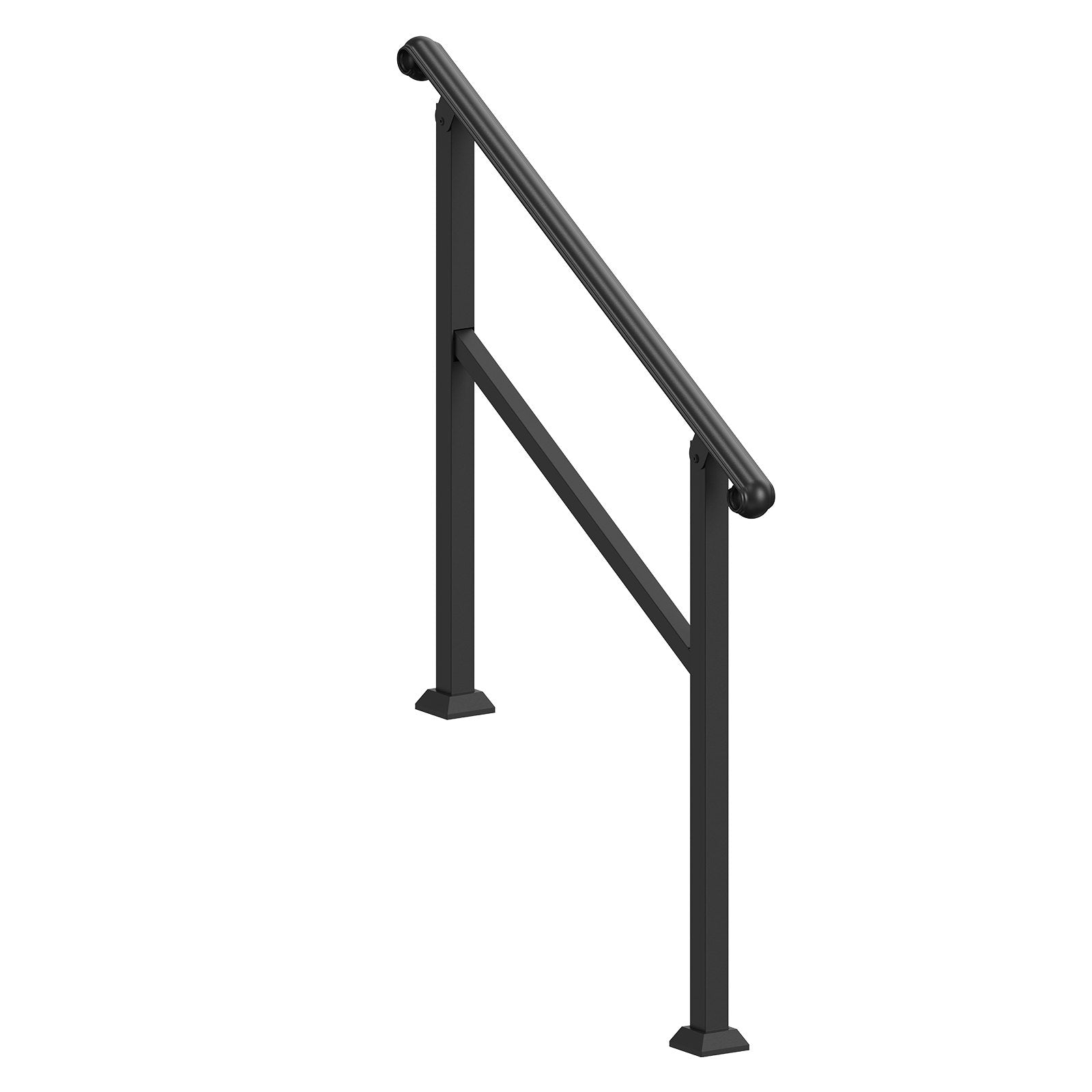 Handrails for Outdoor Steps, 2-3 Step Stair & Indoor Railing Kit, Black Rails