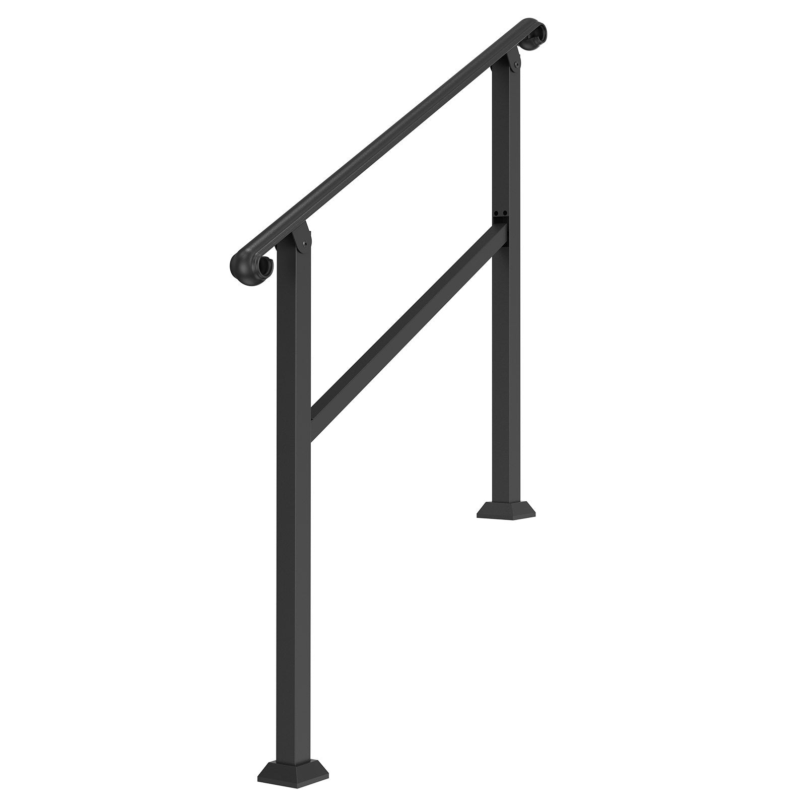 Handrails for Outdoor Steps, 2-3 Step Stair & Indoor Railing Kit, Black Rails