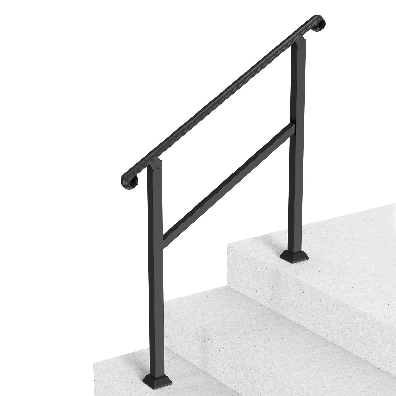 Handrails for Outdoor Steps, 2-3 Step Stair & Indoor Railing Kit, Black Rails