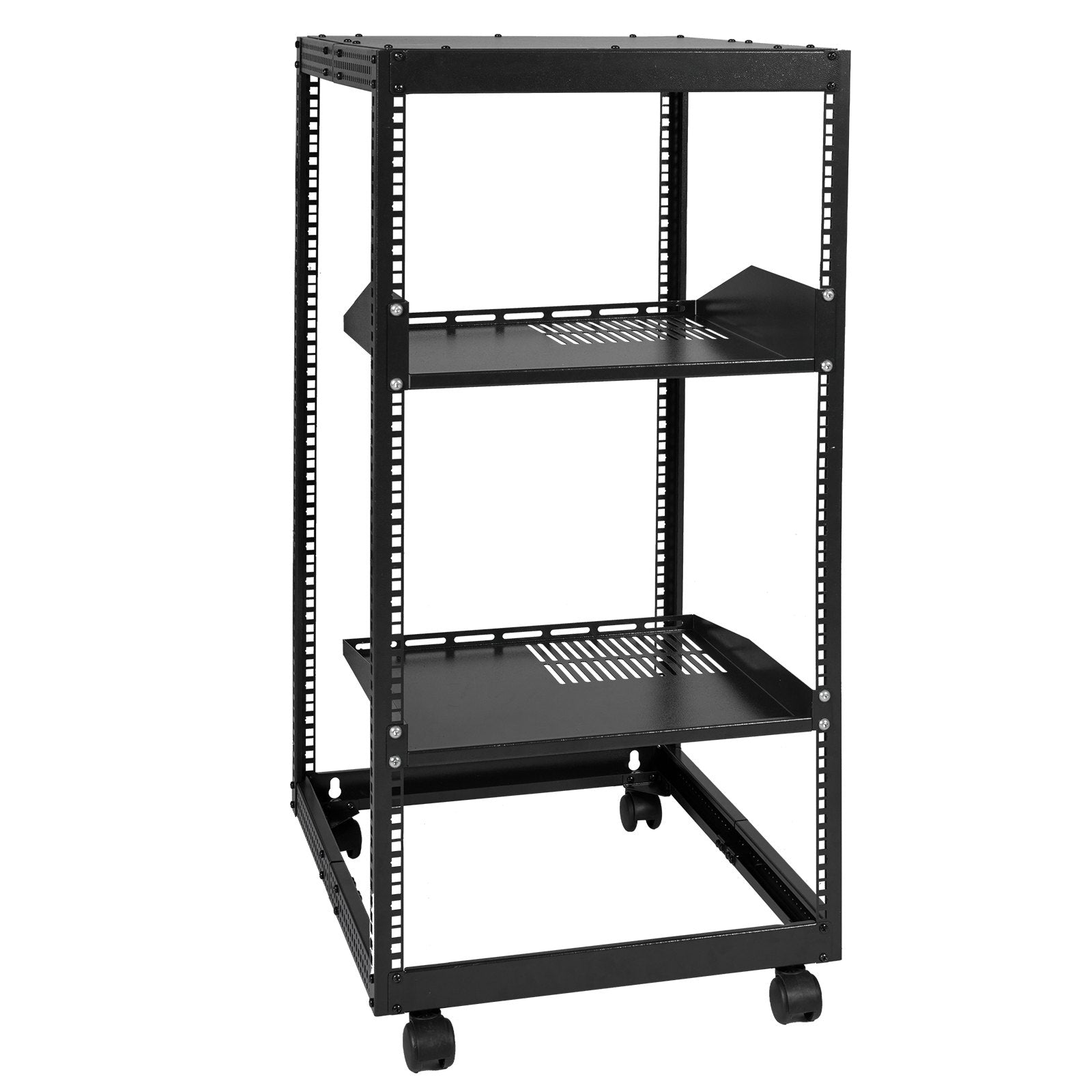 Server Rack 20U Open Frame 23-40in Adjustable Depth 4-Post Casters Standing