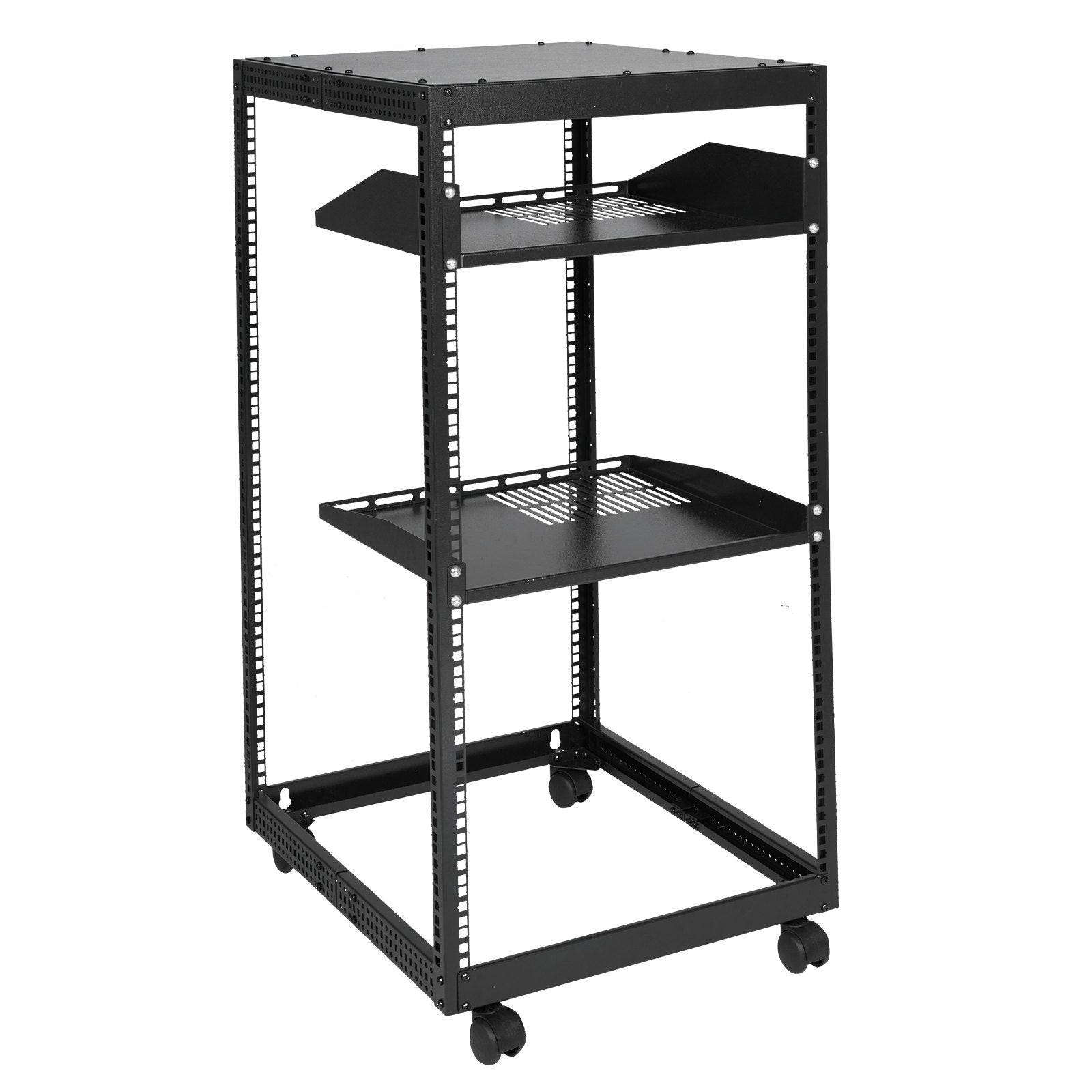 Server Rack 20U Open Frame 23-40in Adjustable Depth 4-Post Casters Standing