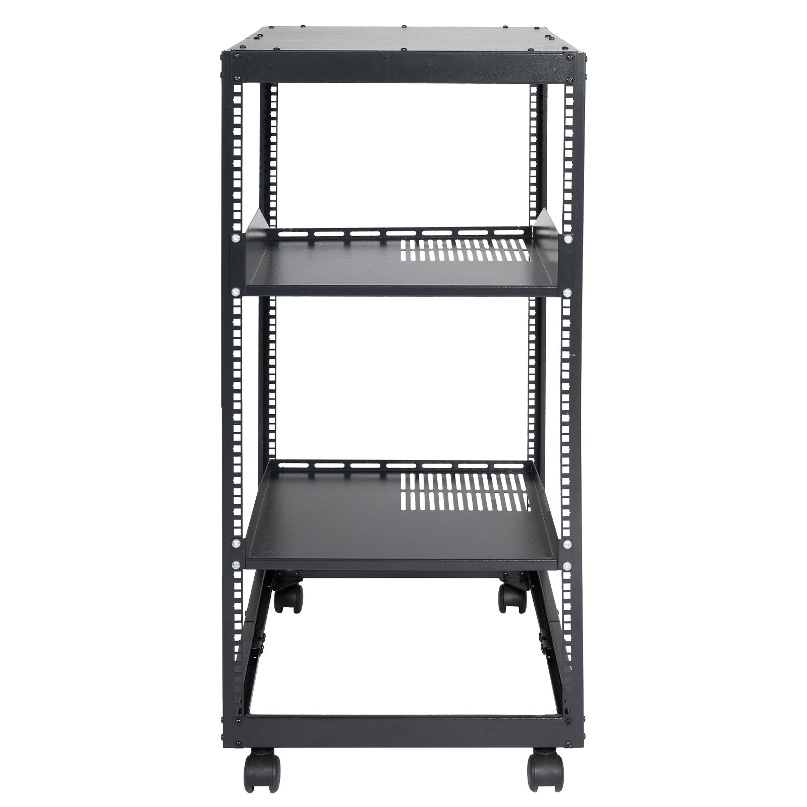 Server Rack 20U Open Frame 23-40in Adjustable Depth 4-Post Casters Standing