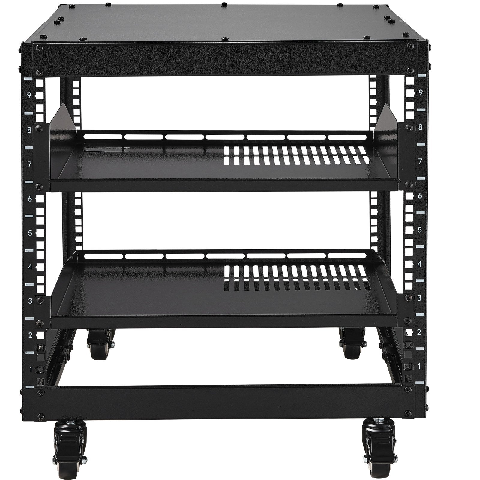 Server Rack 9U Open Frame 584.2-1016mm Adjustable Depth Wall Mount Casters