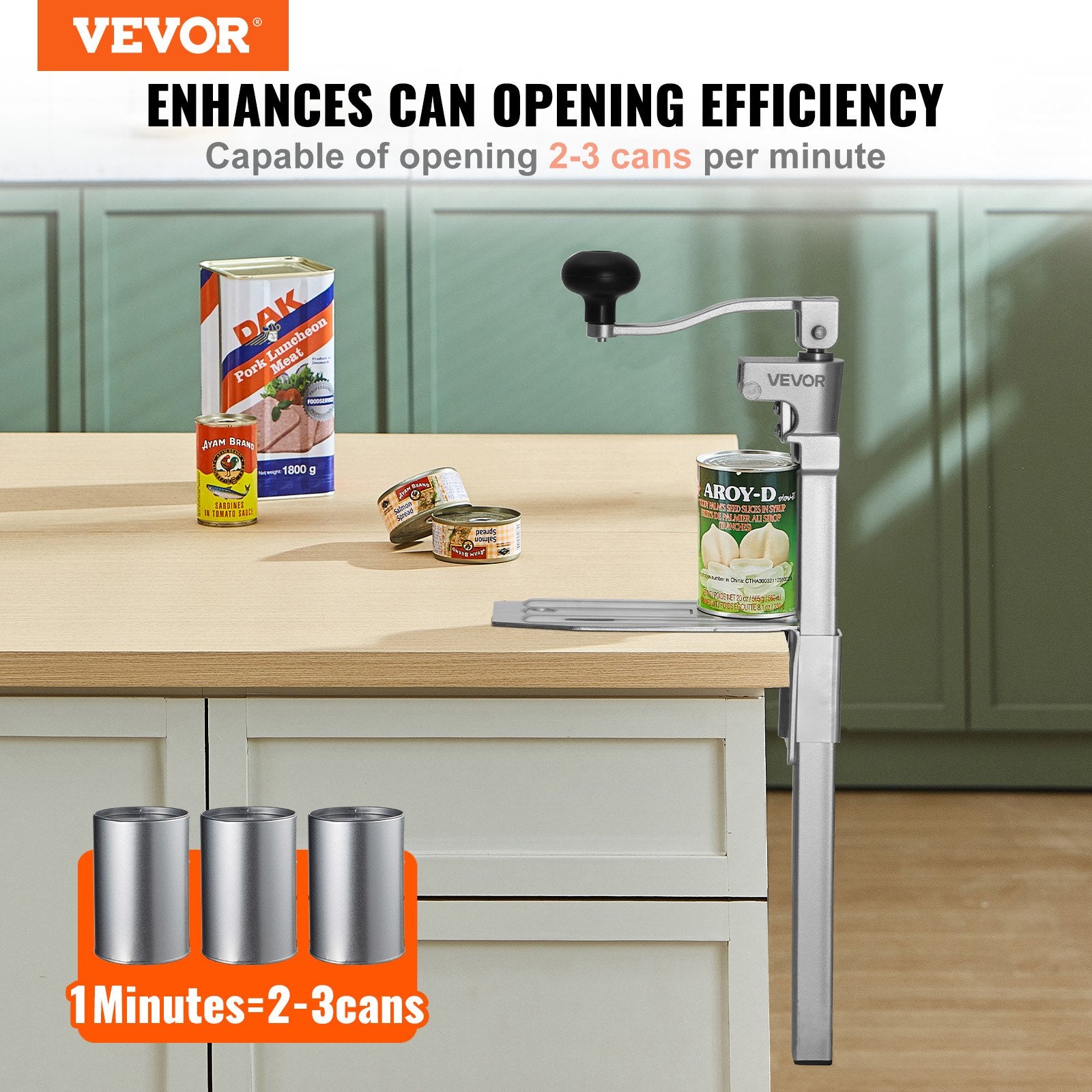 Commercial Can Opener, Heavy-Duty Manual Tabletop, Adjustable for 300mm Cans