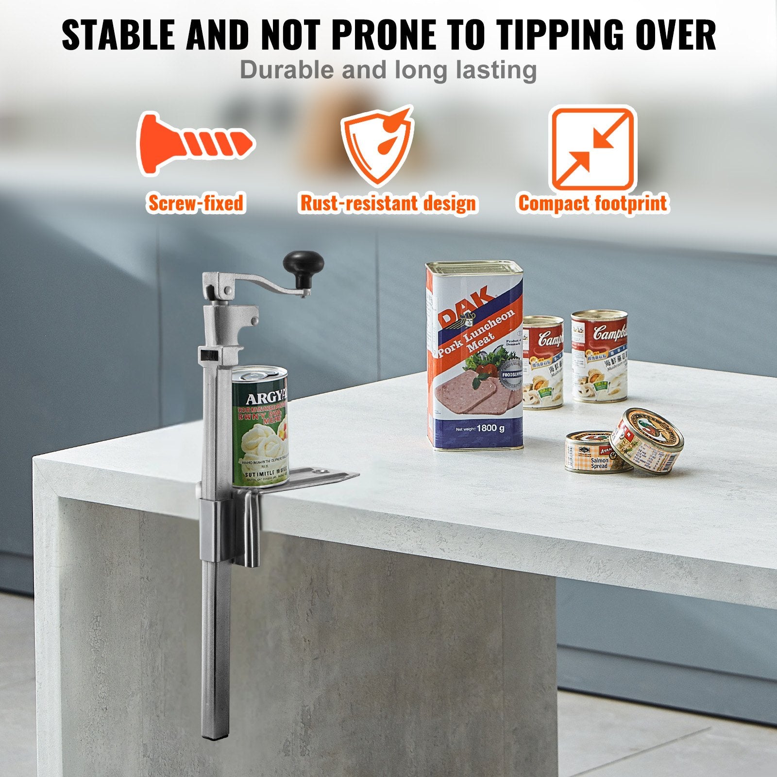 Commercial Can Opener, Heavy-Duty Manual Tabletop, Adjustable for 300mm Cans