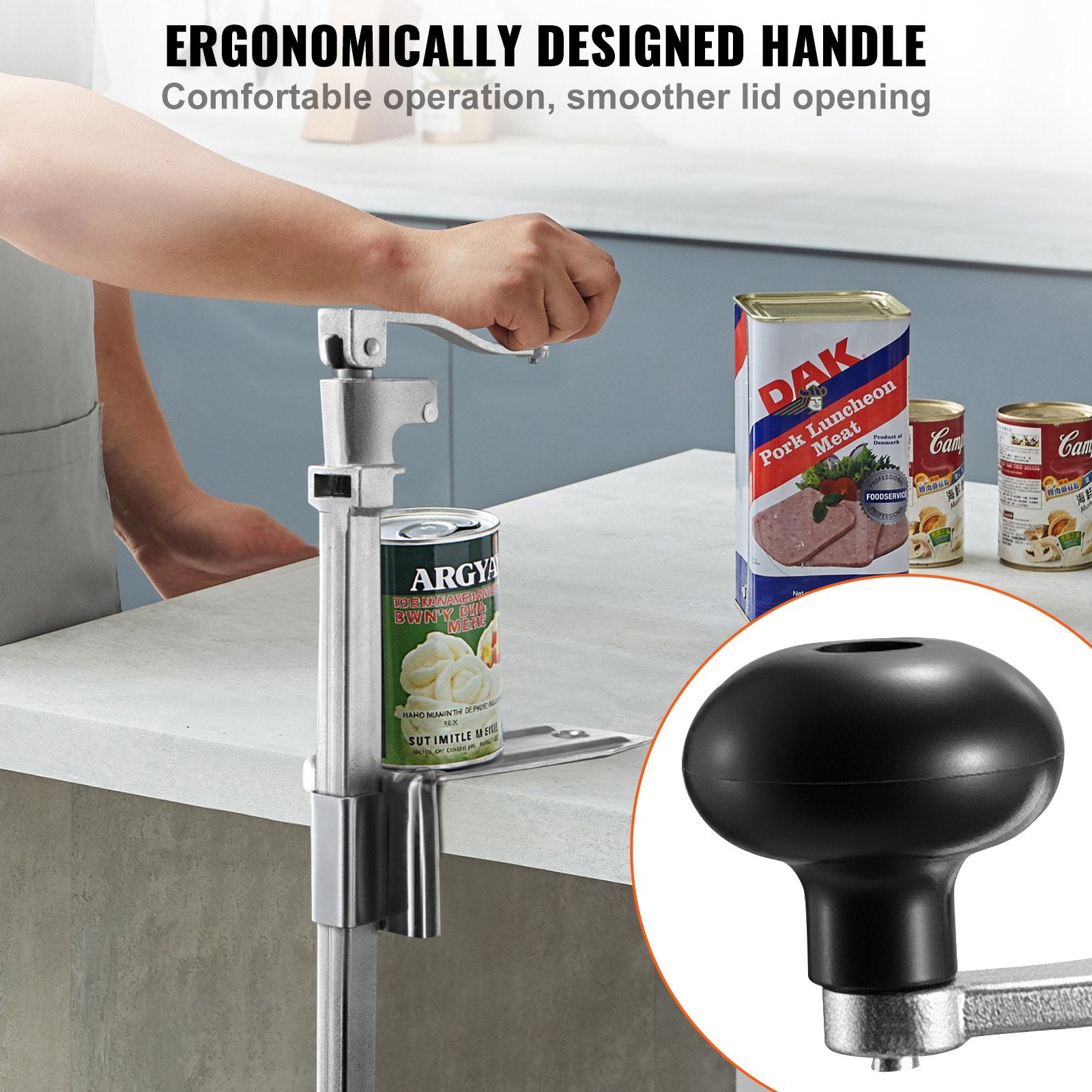 Commercial Can Opener Heavy-Duty Manual Tabletop Adjustable 300mm Stainless