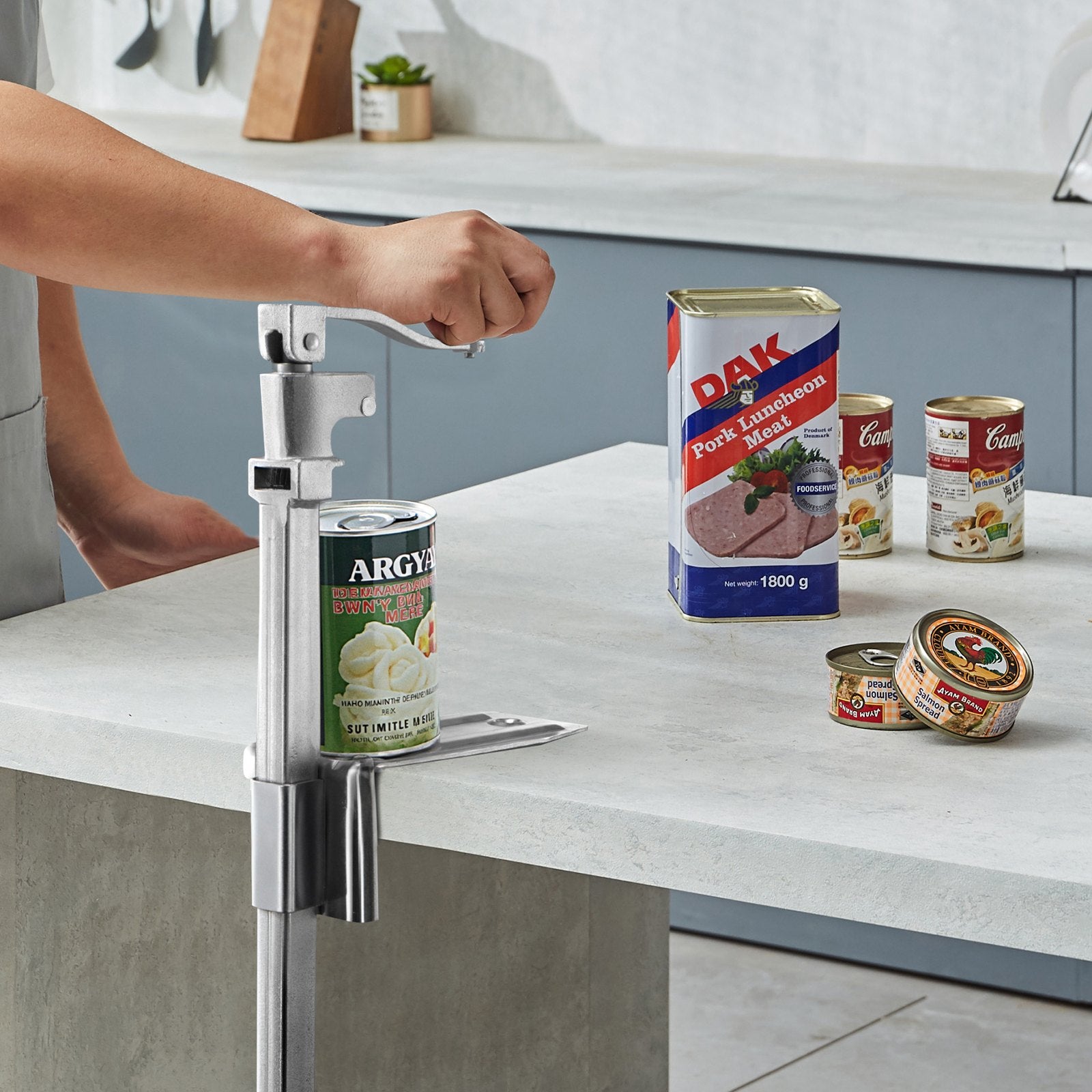 Commercial Can Opener Heavy-Duty Manual Tabletop Adjustable 300mm Stainless