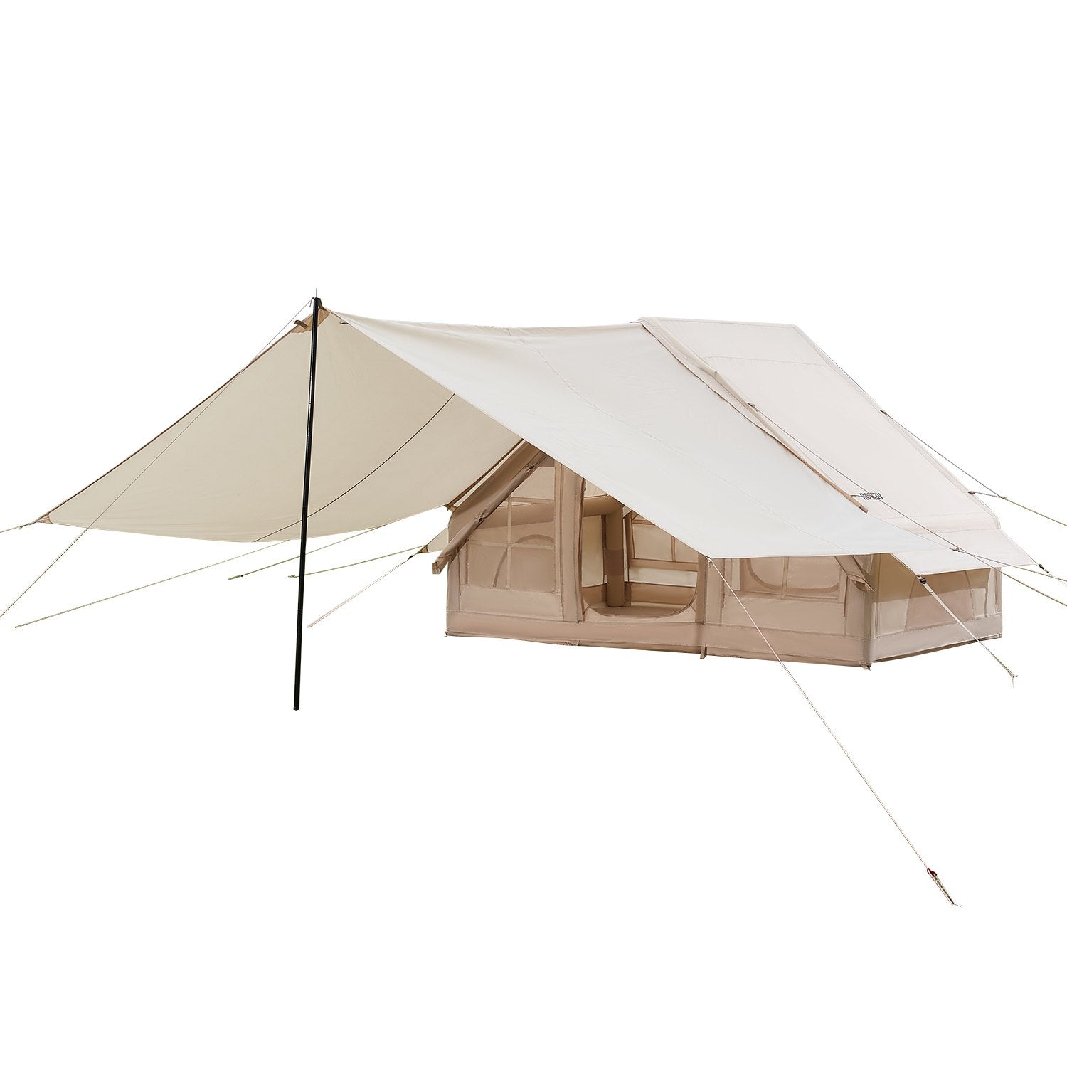Inflatable 3-5 Person Camping Tent 300D Oxford with Canopy Beige Blow Up Tent