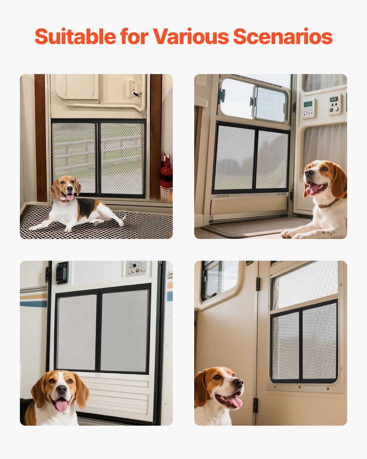 RV Screen Door Protector, Aluminum Mesh Grille for Pet Protection, Black