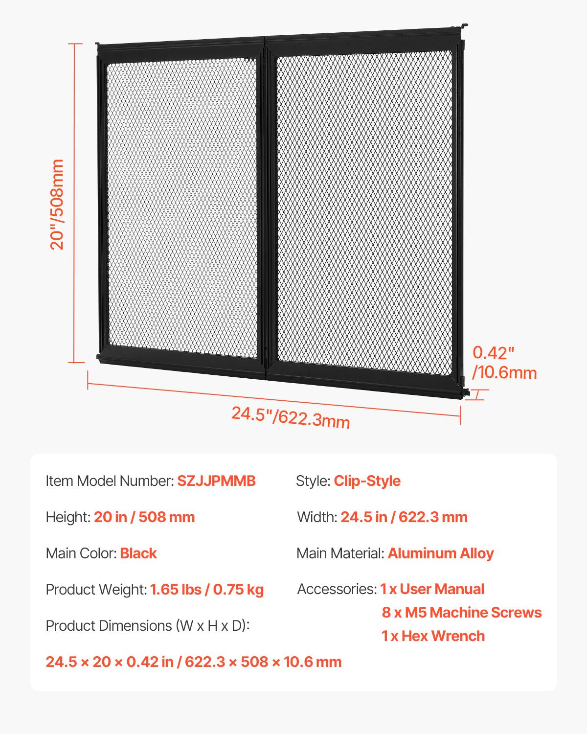 RV Screen Door Protector, Aluminum Mesh Grille for Pet Protection, Black