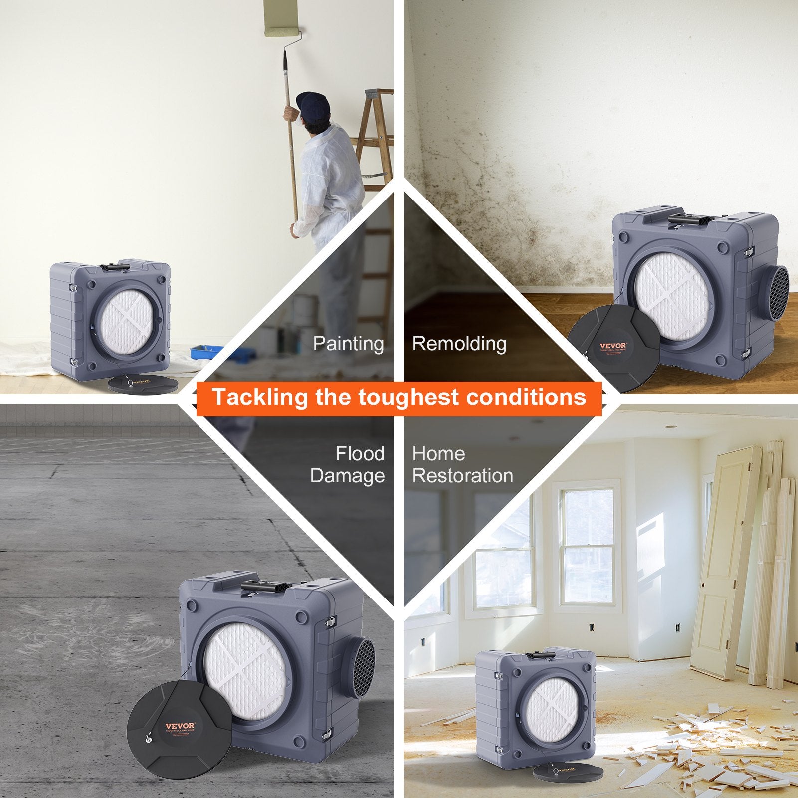 Air Scrubber 3-Stage Filtration 800 CFM Stackable Air Cleaner MERV10 H13 HEPA
