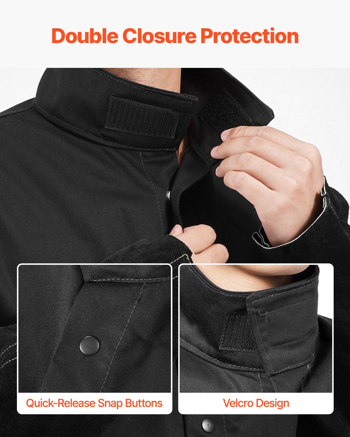 Welding Jacket Flame-Resistant L Split Cowhide Leather FR Cotton