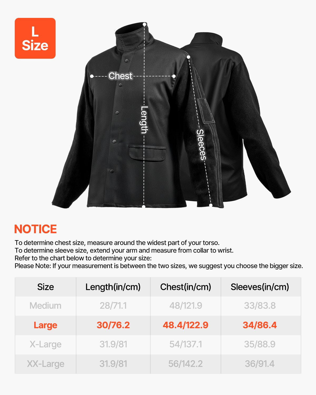 Welding Jacket Flame-Resistant L Split Cowhide Leather FR Cotton