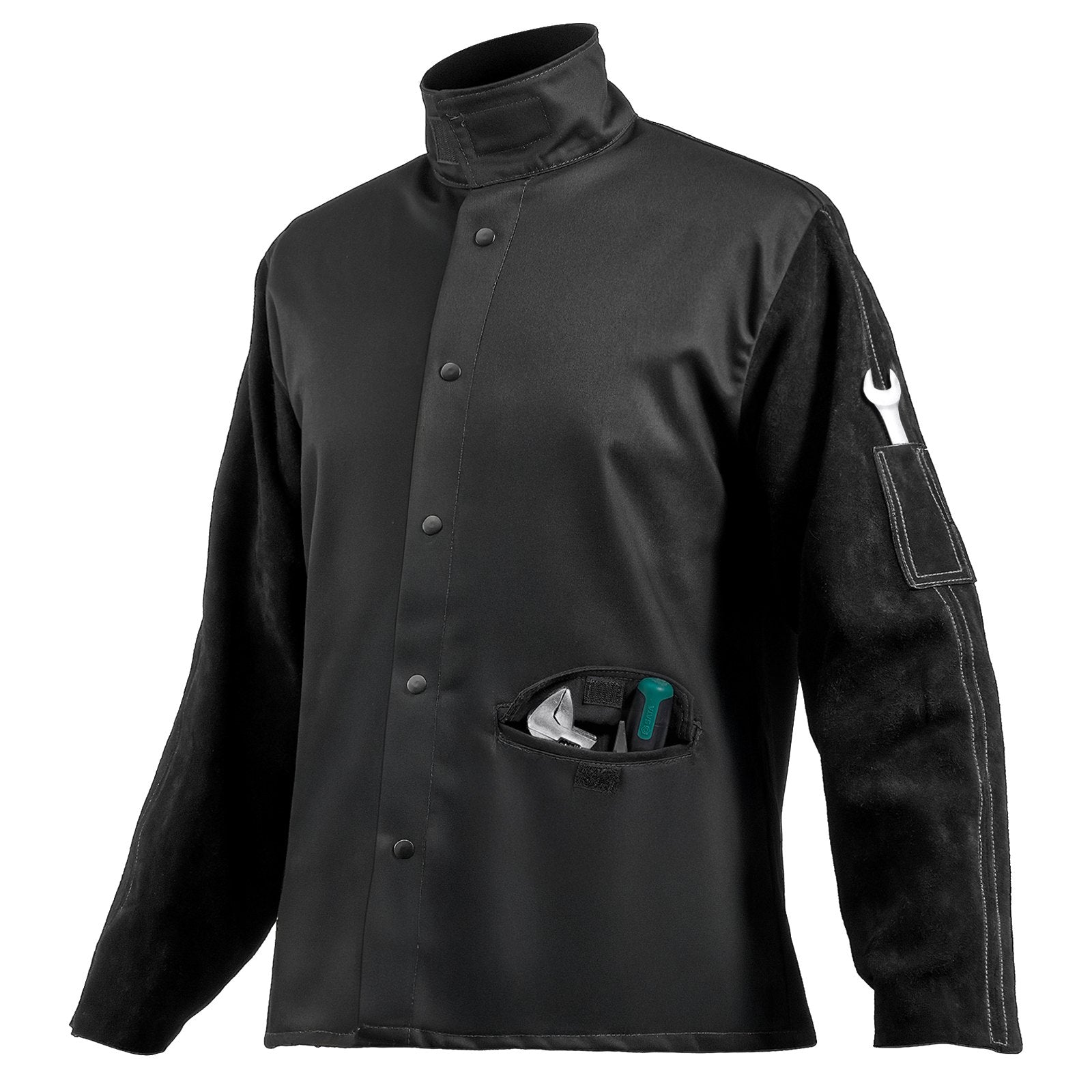 Welding Jacket Flame-Resistant L Split Cowhide Leather FR Cotton