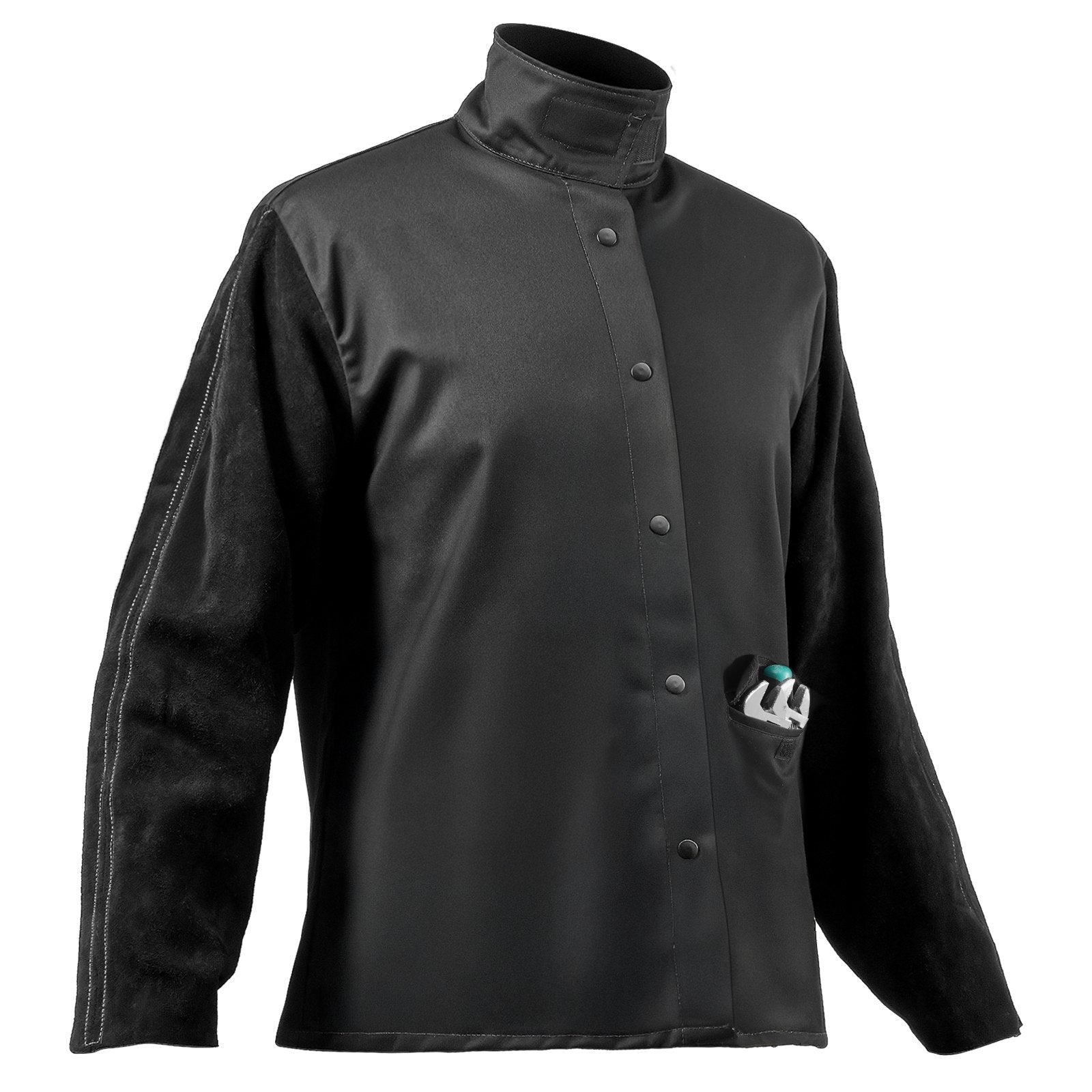 Welding Jacket Flame-Resistant L Split Cowhide Leather FR Cotton