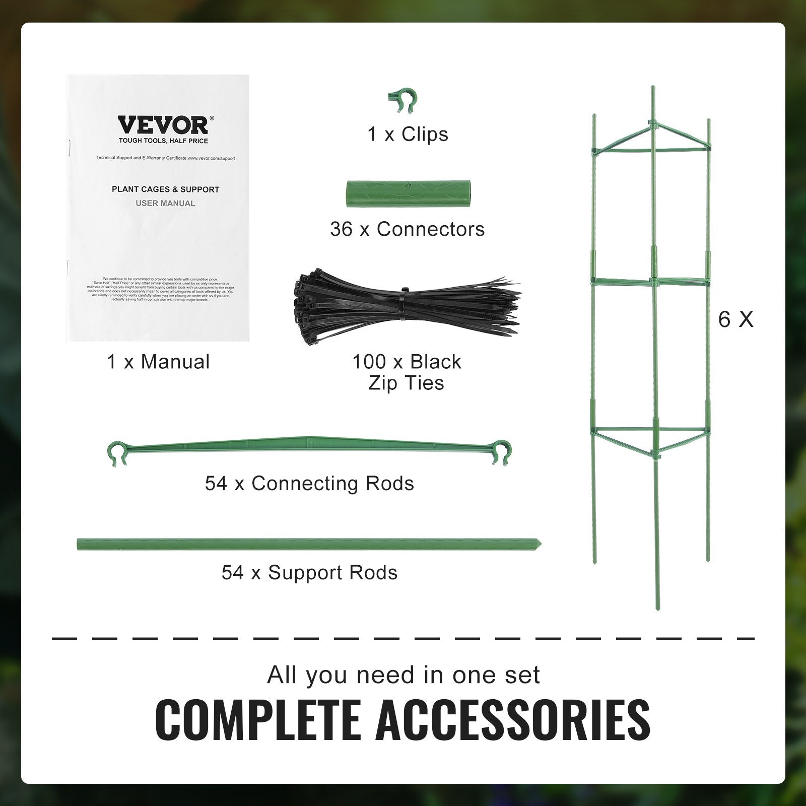Tomato Cages 6 Packs Stackable 1230mm Trellis Plant Stakes Support for Garden