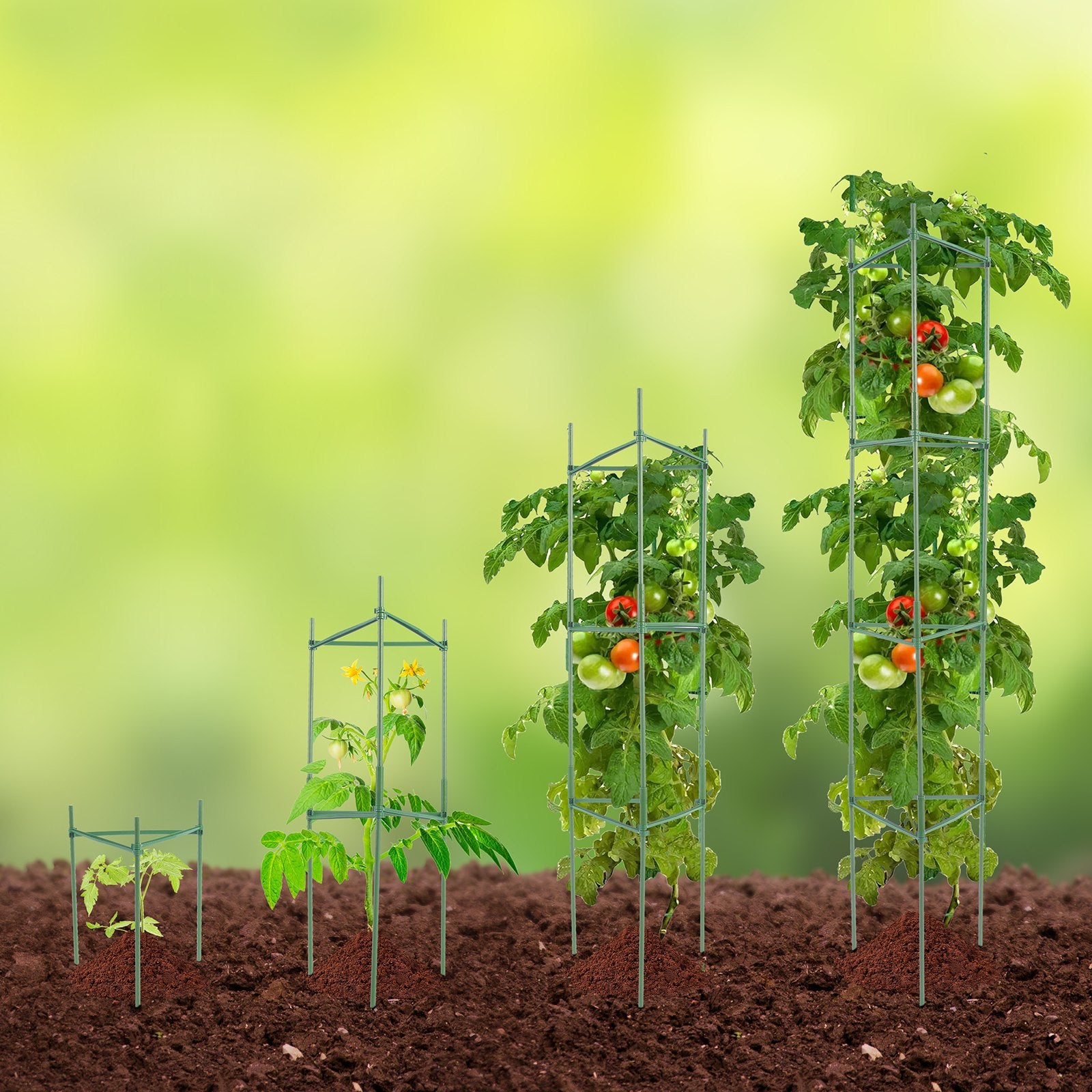 Tomato Cages 6 Packs Stackable 1230mm Trellis Plant Stakes Support for Garden